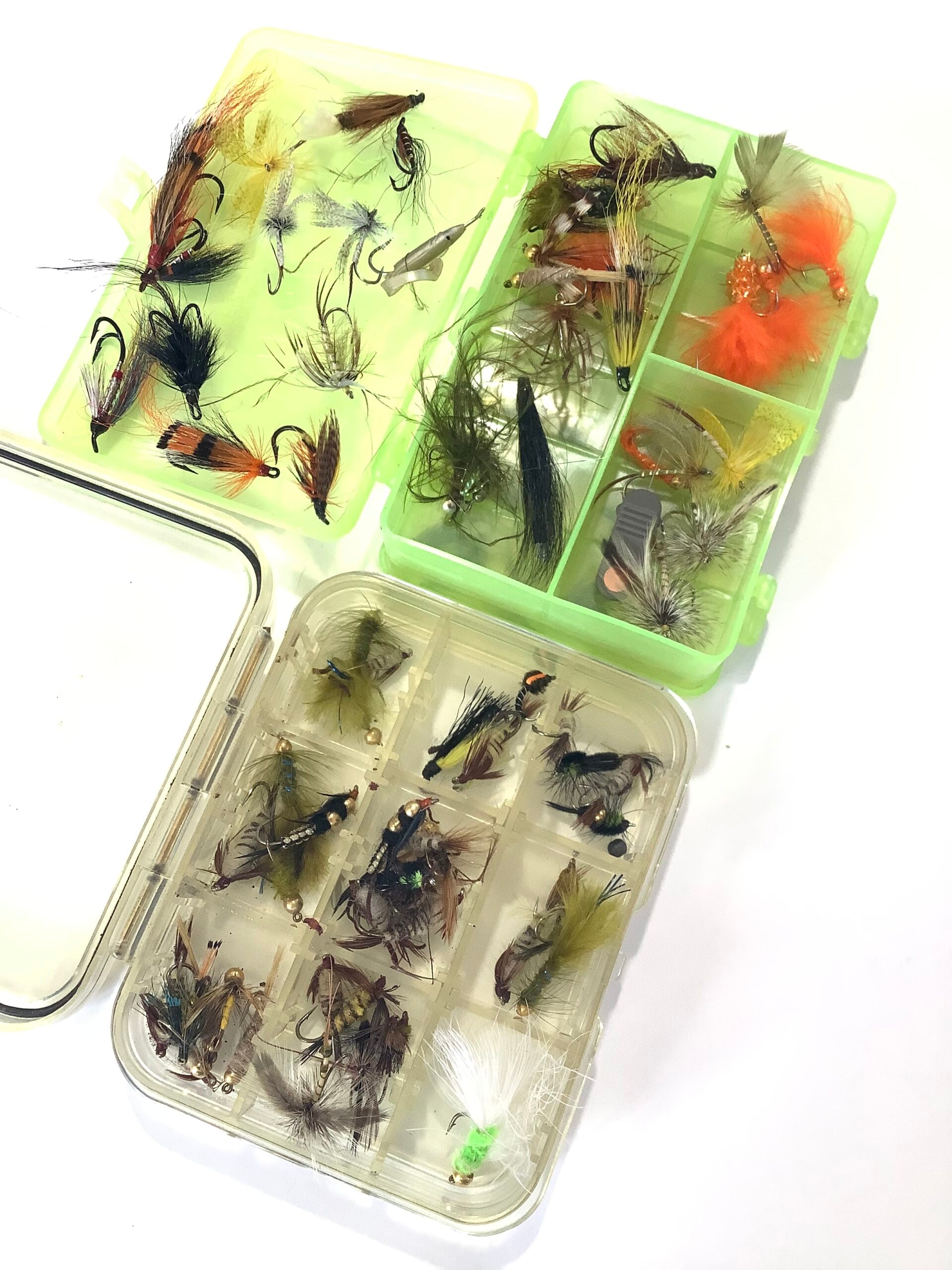 A Selection of Fly Boxes Flies, ORVIS, WHEATLEY ETC..