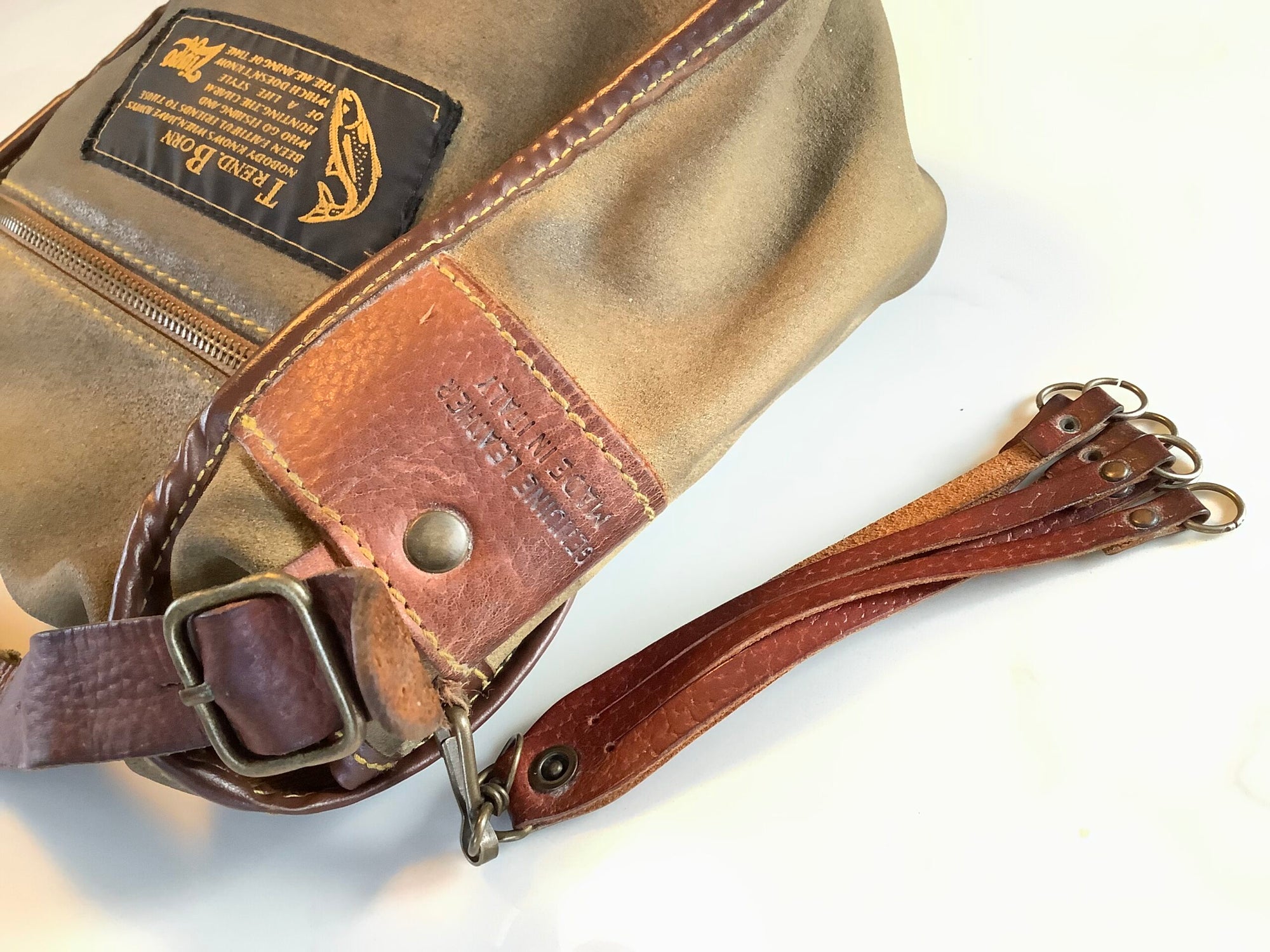 Italian Designer Quality Leather Canvas Fishing/Hunting Bag