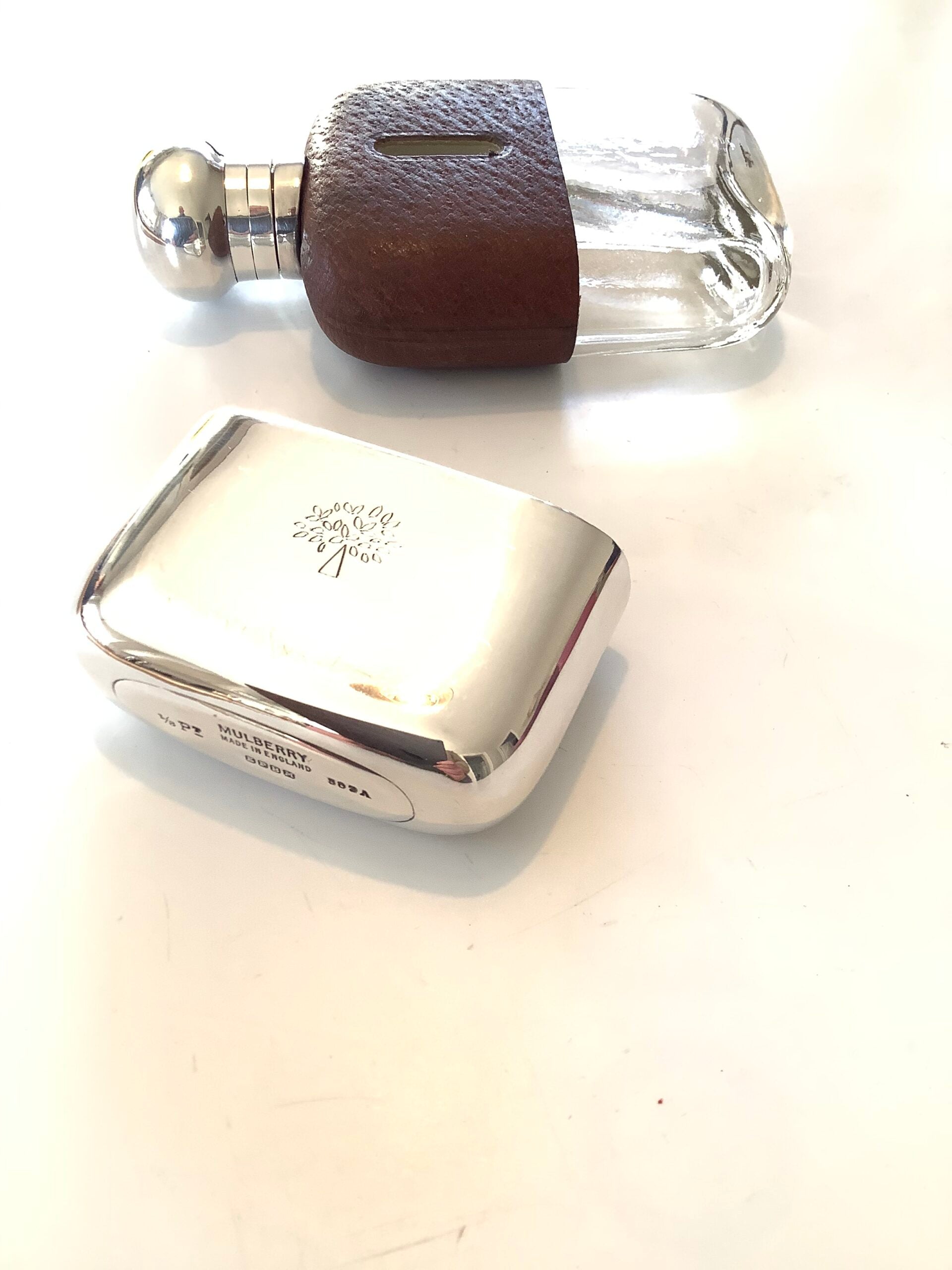 Rare Vintage Boxed Mulberry Company Hip Flask