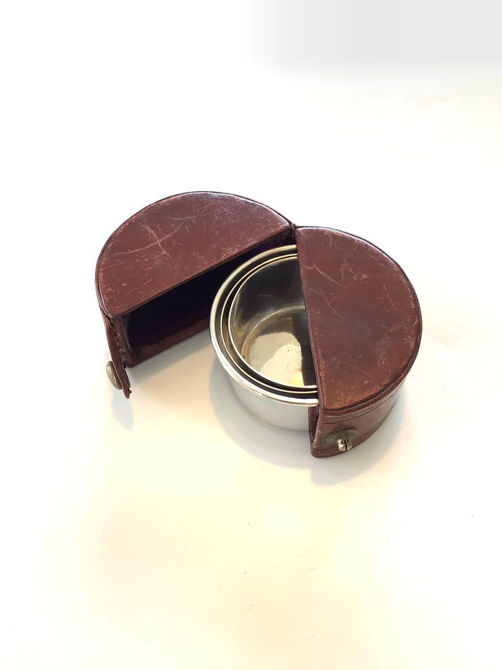 Antique Collapsible Dram Cup in Leather Case