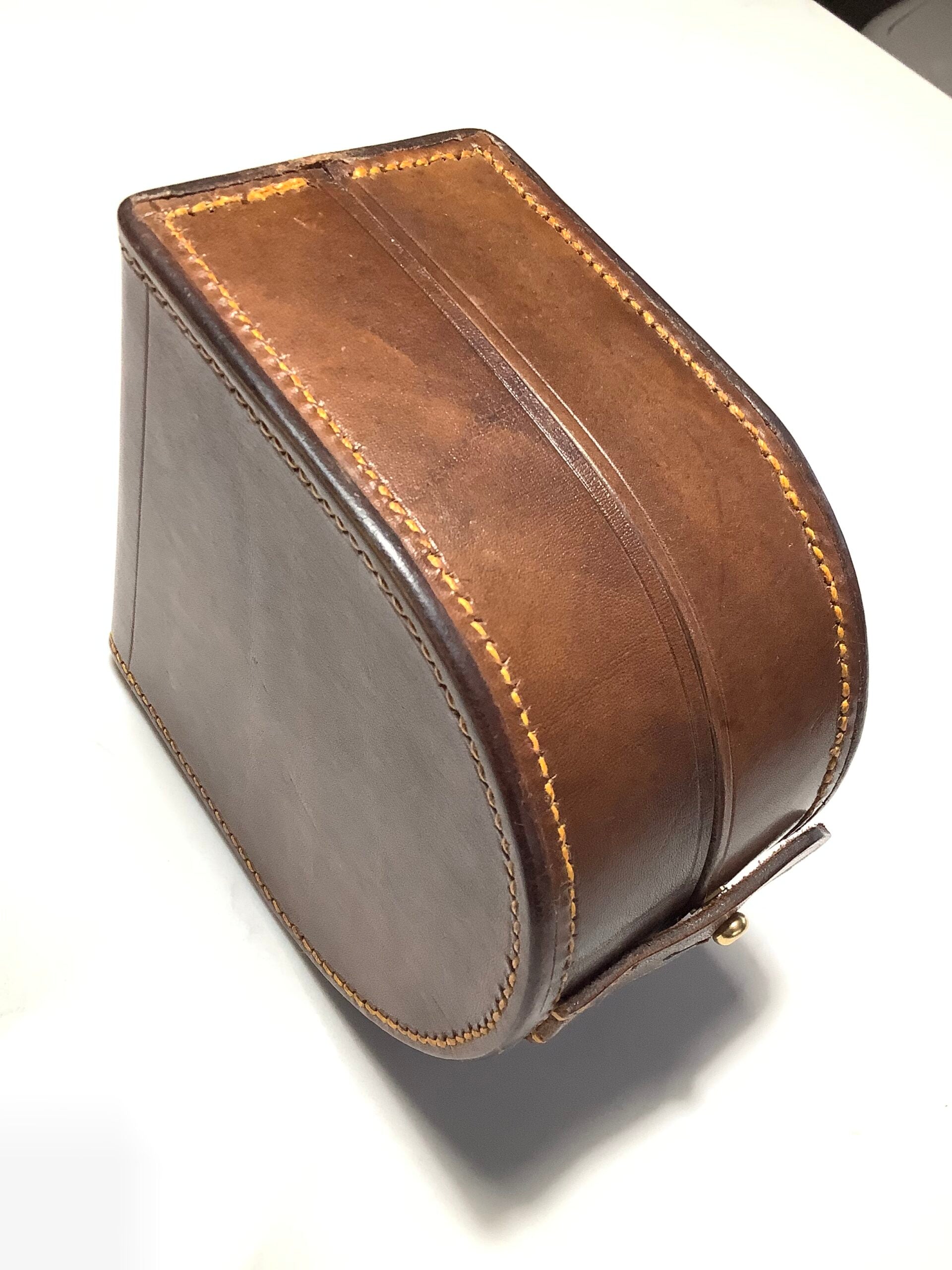 Quality Hand crafted Traditional Leather CLAMSHELL Centrepin Case by Peter Loam