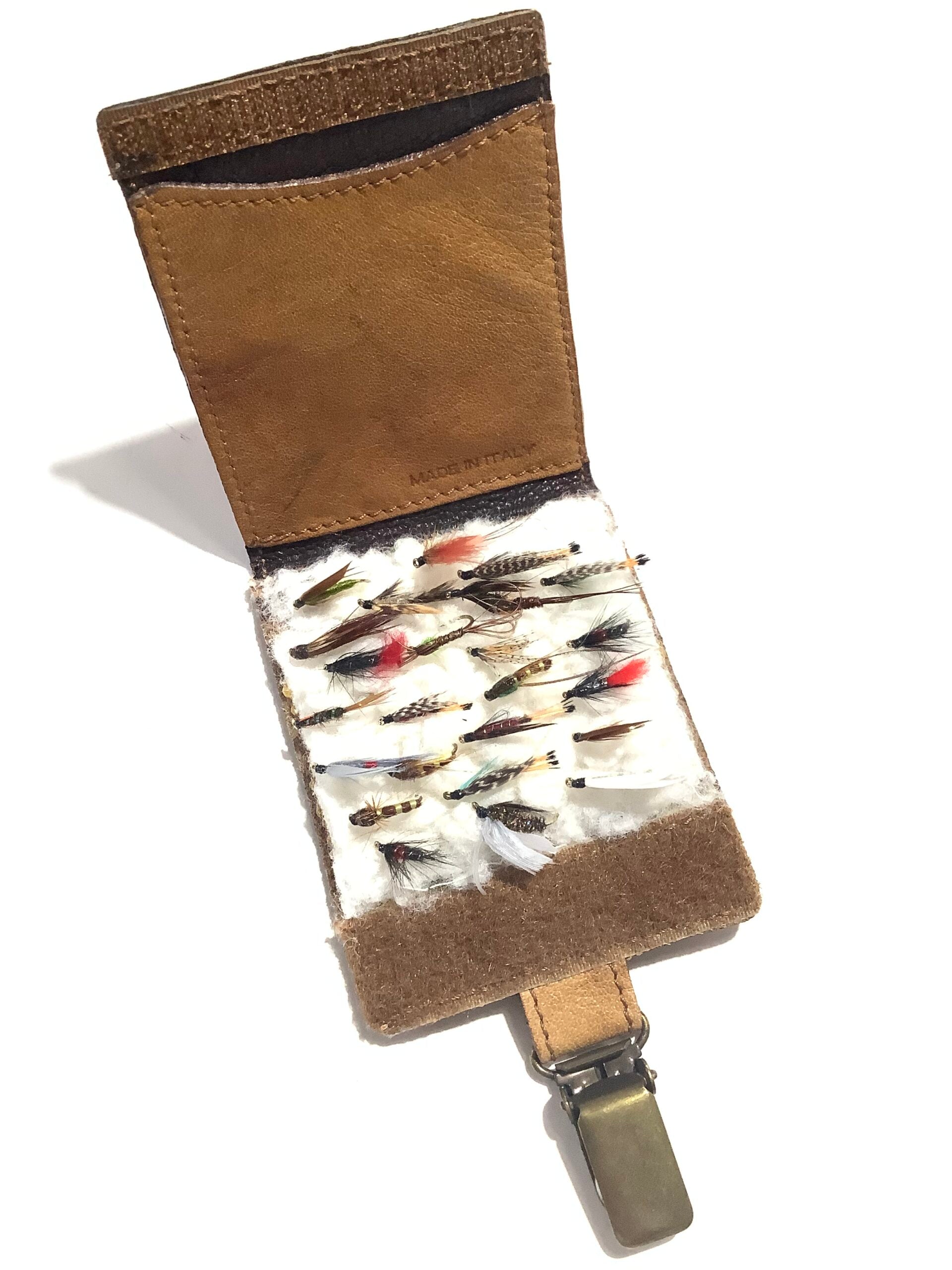 GEORGIO BENECCHIS PRODUCTS LEATHER FLY CLIP WALLET with 24 Good Trout Flies