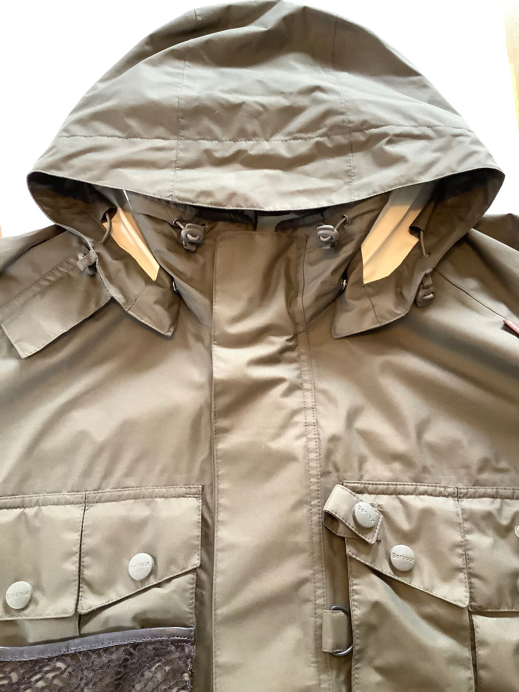 Rare Barbour olive DRYFLY 3/4 full length Coat