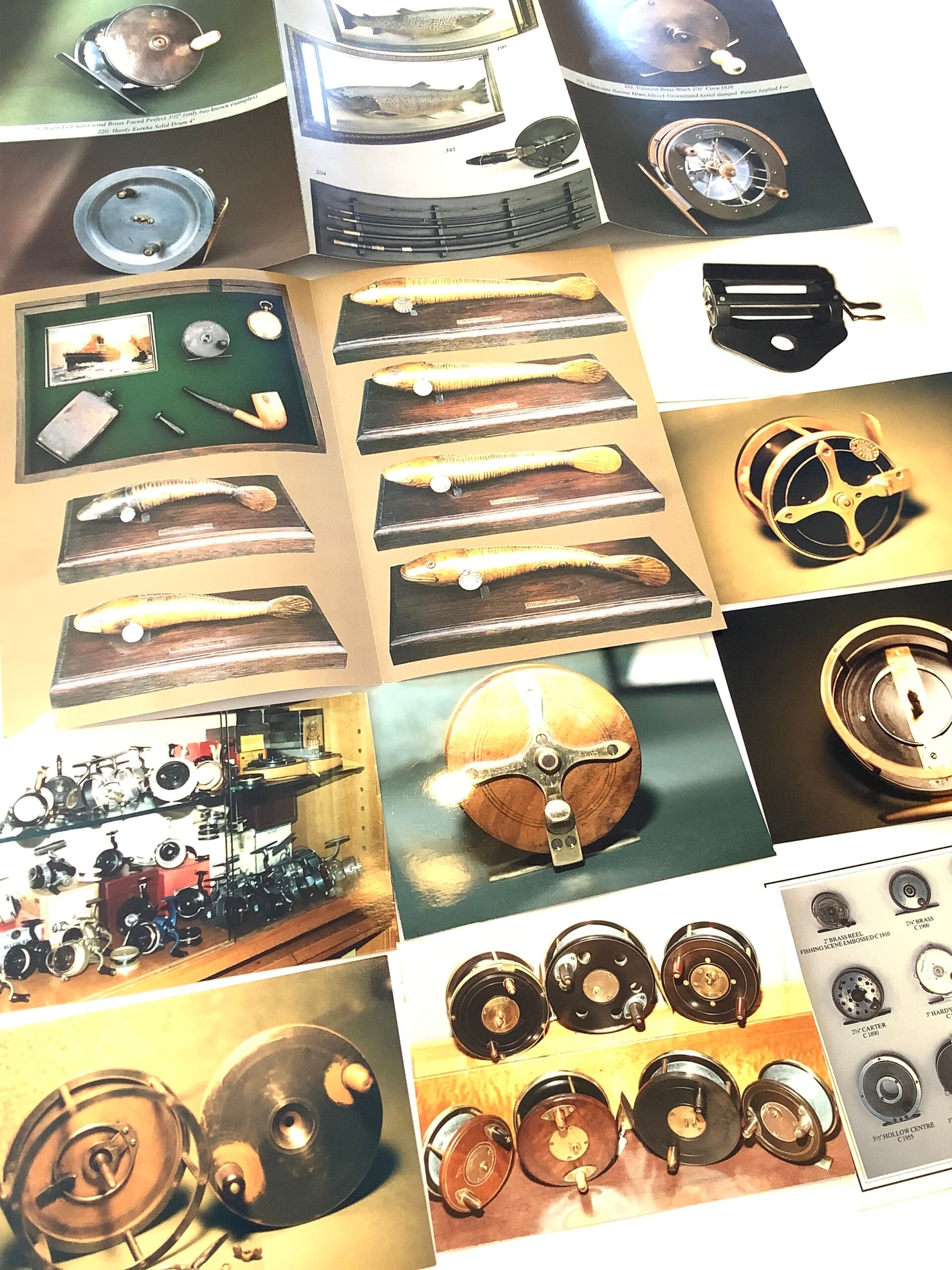 A collection of post cards advert cards, photos etc of quality antique vintage fishing tackle
