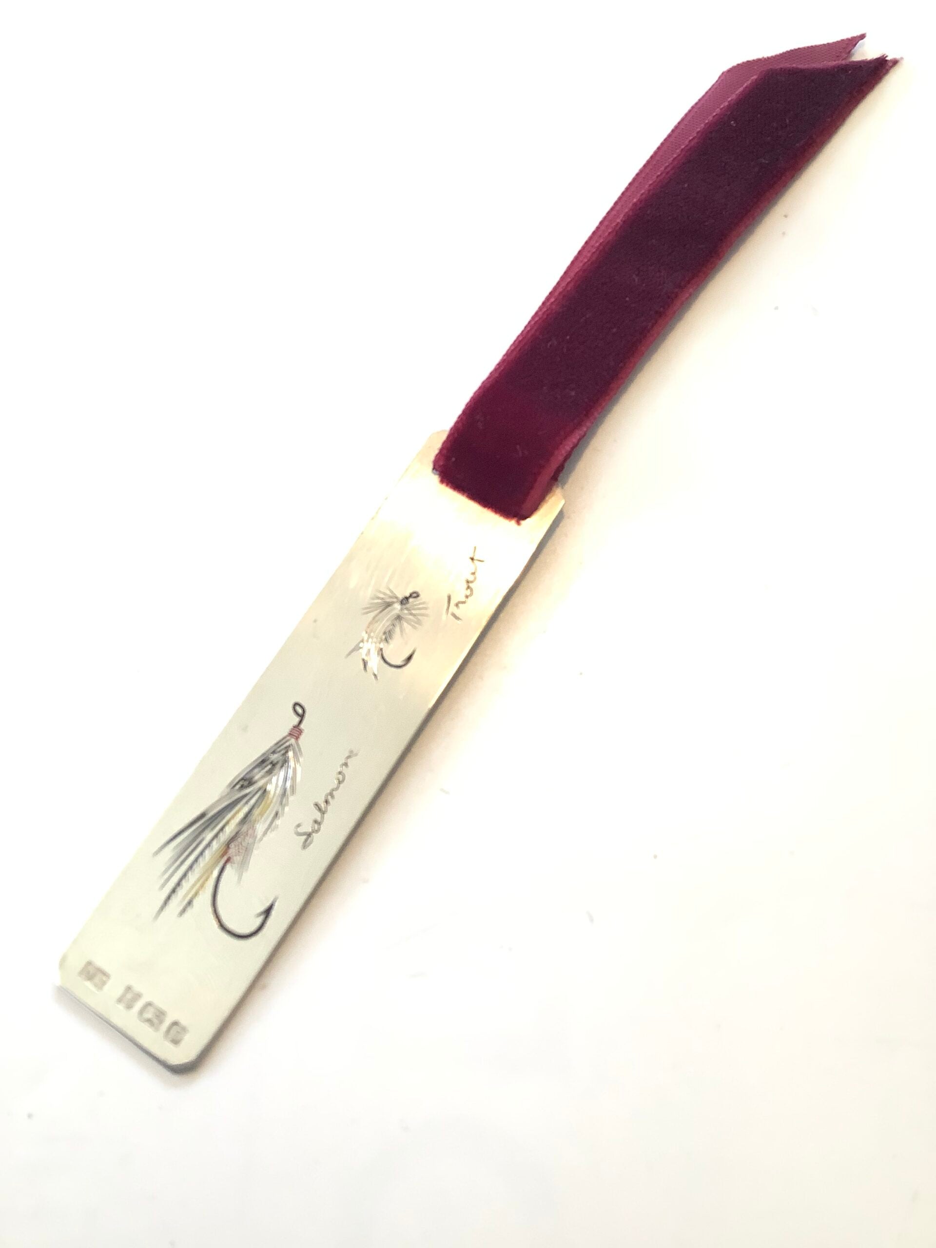 Vintage Silver Salmon Trout Fly Book Mark