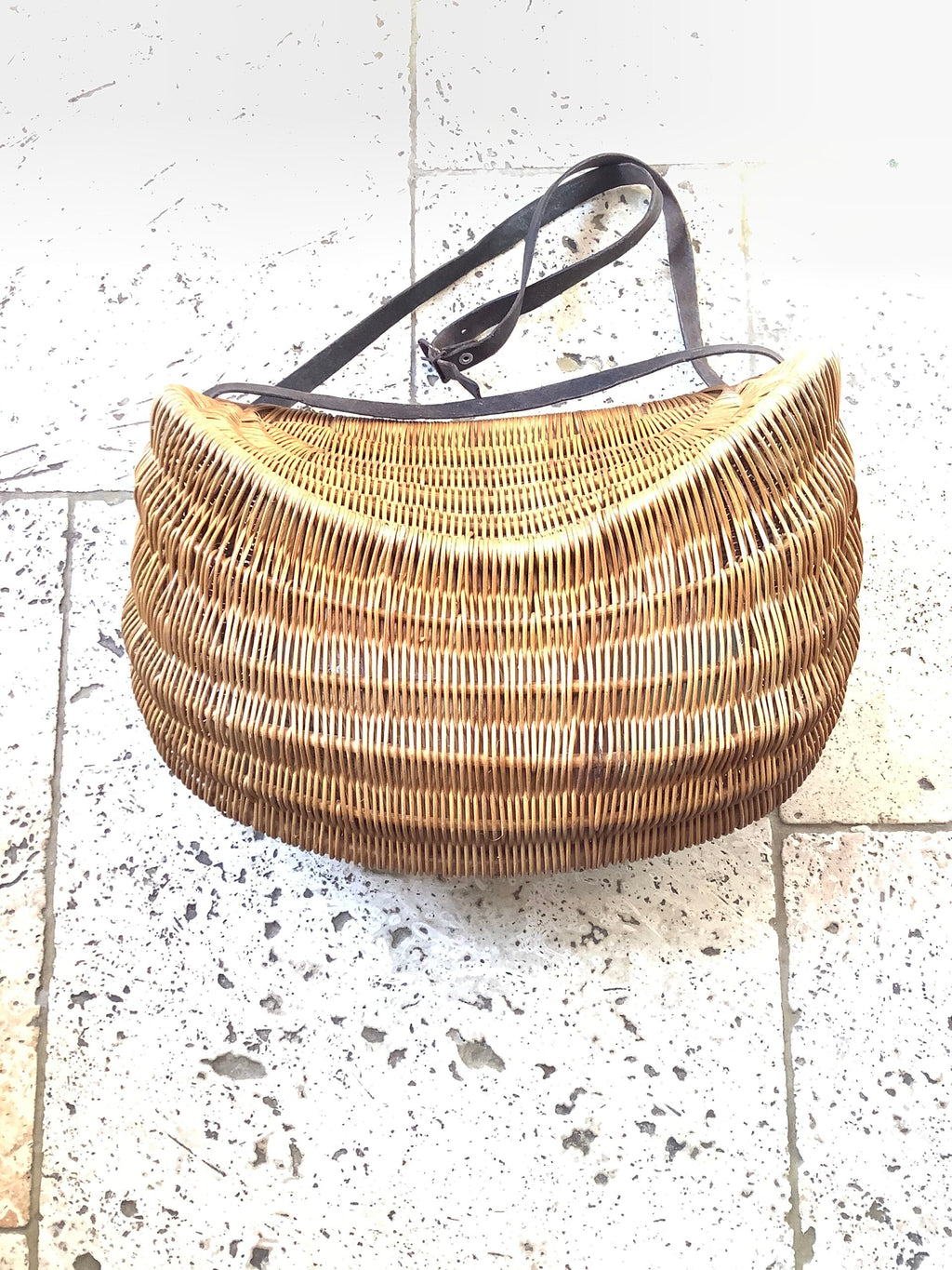 Rare unusual Antique Wicker Fisherman’s Creel