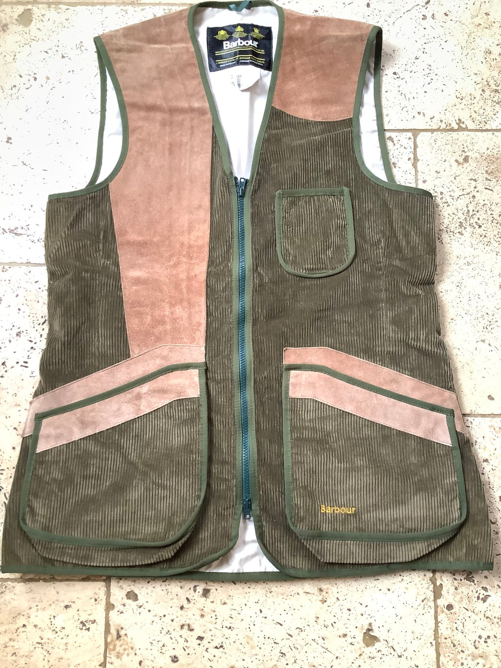 New Barbour Corduroy Leather Shooting Gillet