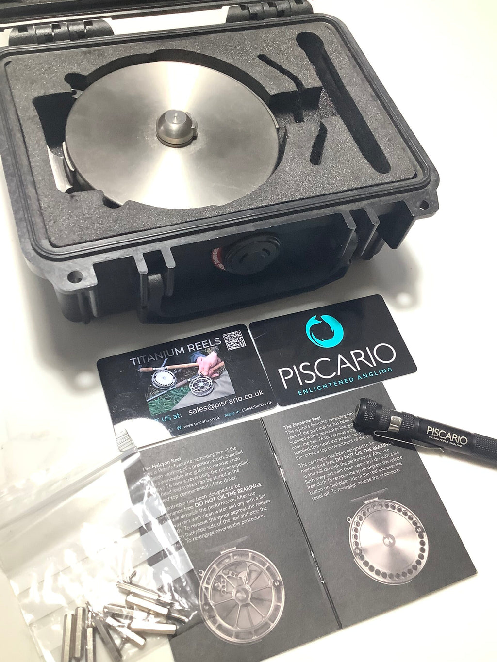 The Piscario HALCYON TITANIUM Centre Pin New unused ( As featured in the Mortimer Whitehouse Gone Fishing Series)