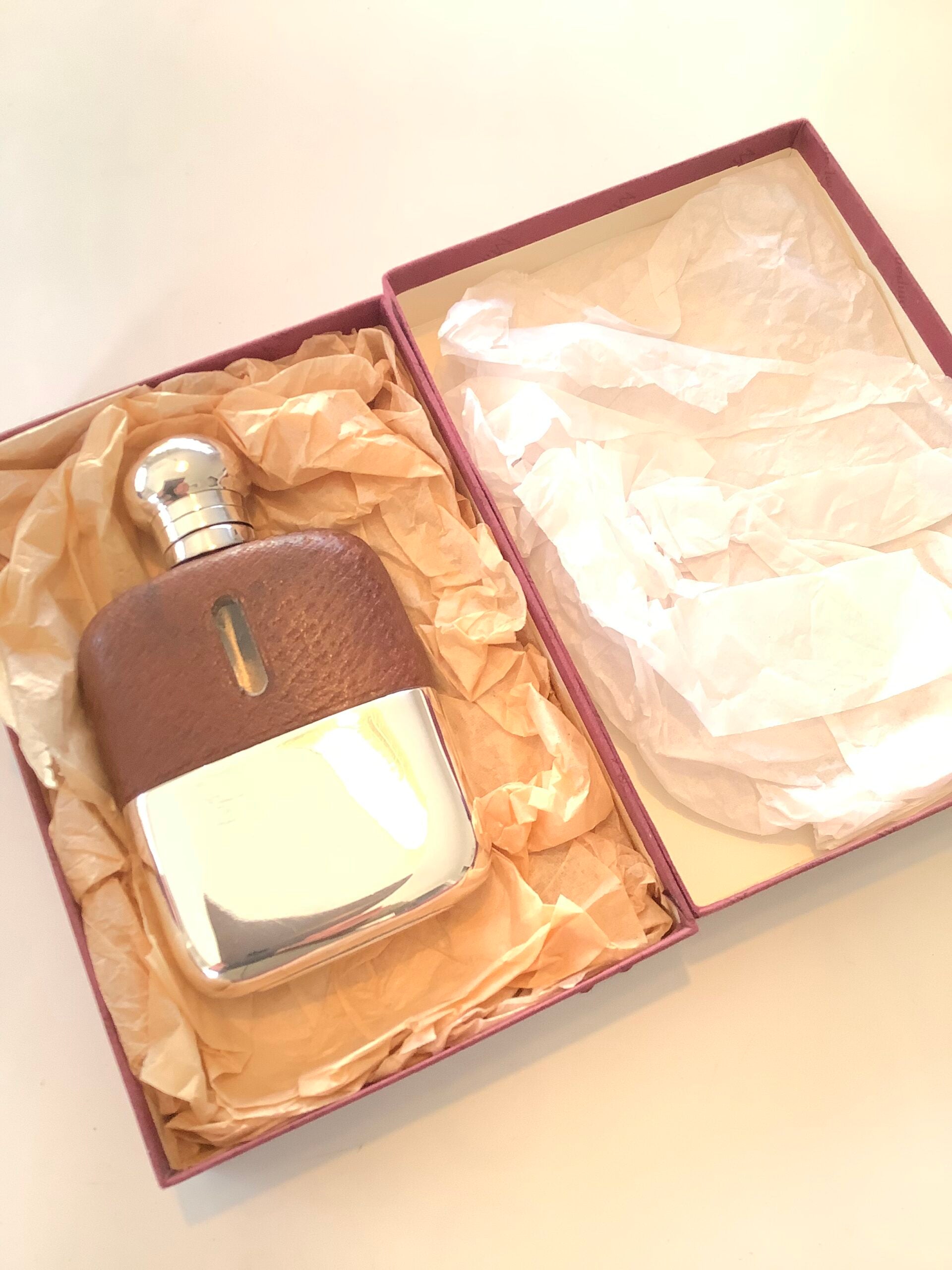 Rare Vintage Boxed Mulberry Company Hip Flask