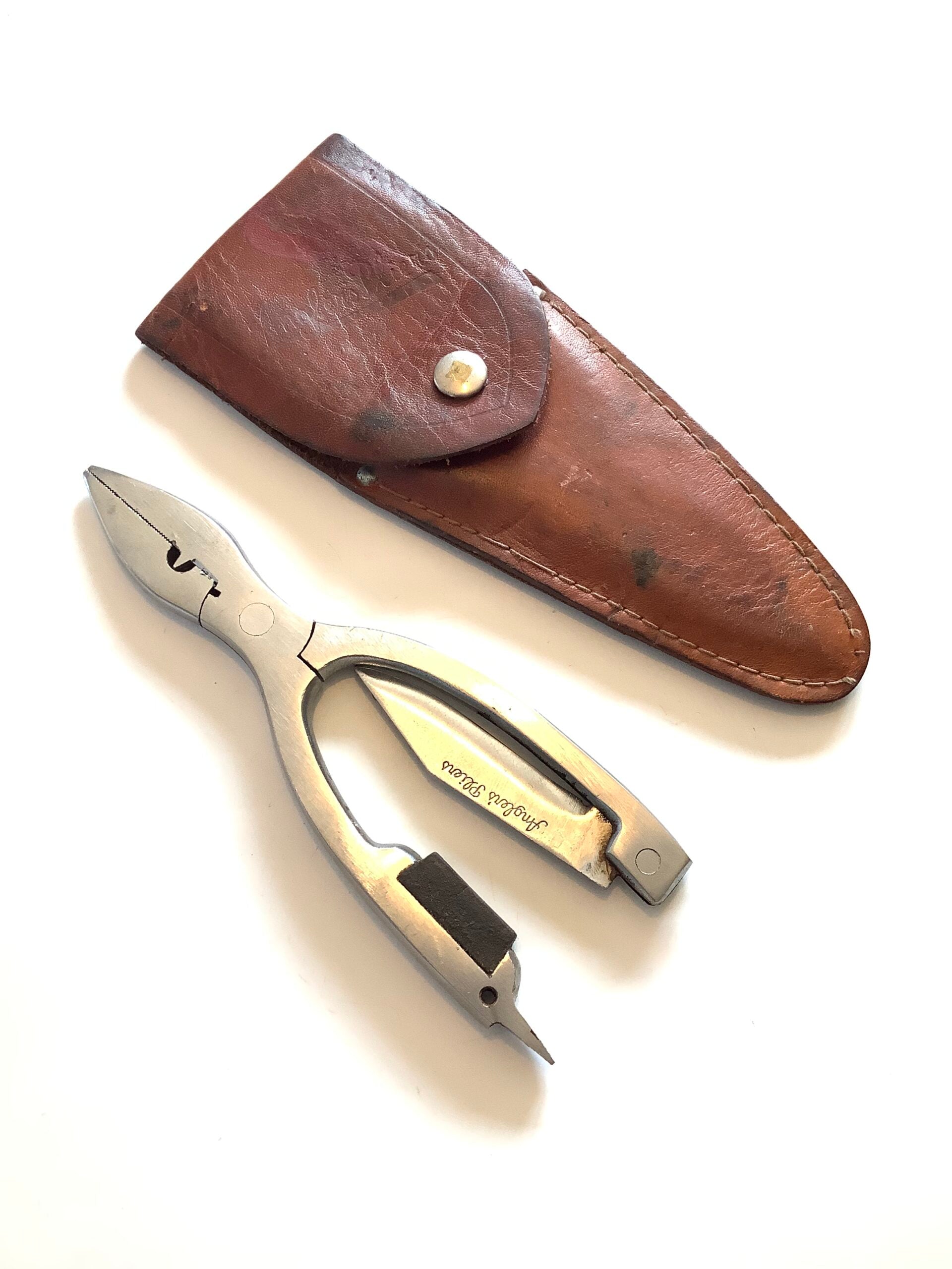 Vintage Anglers Pliers in Leather Sheath ( multi-tool )
