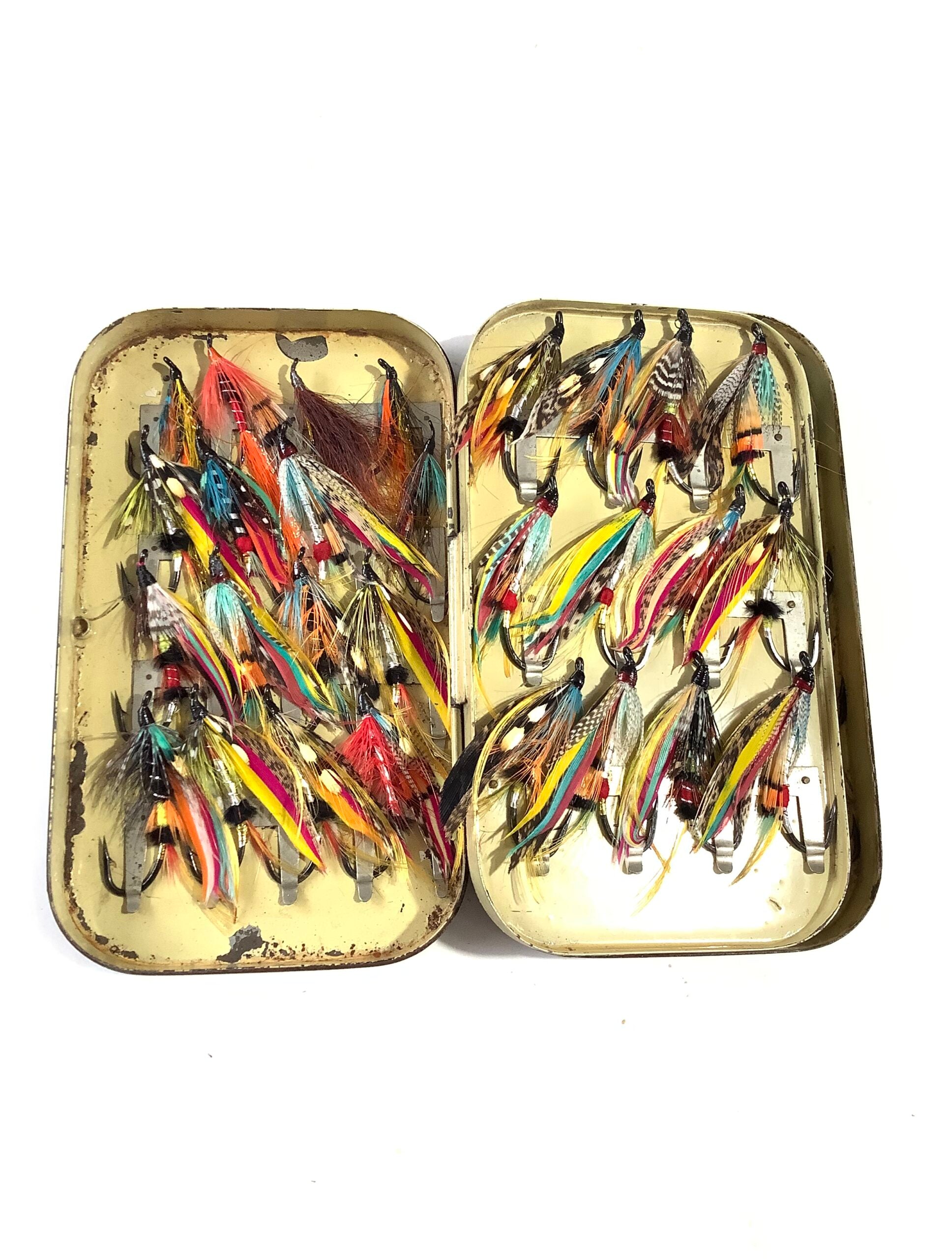 Malloch Salmon Fly Box containing Good Large Fully Dressed Traditional Salmon Flies