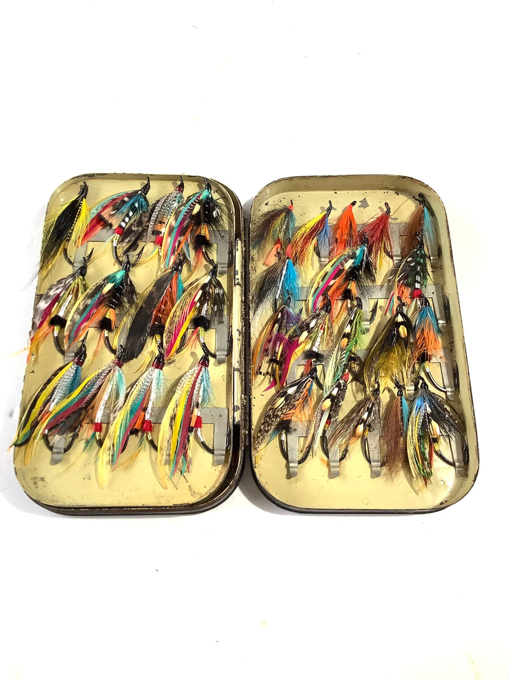 Malloch Salmon Fly Box containing Good Large Fully Dressed Traditional Salmon Flies