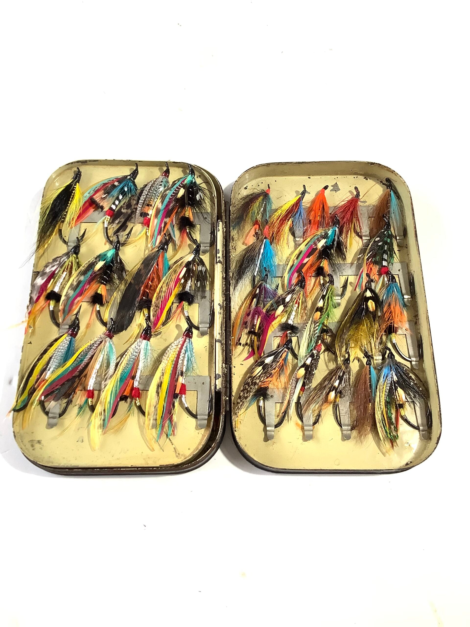 Malloch Salmon Fly Box containing Good Large Fully Dressed Traditional Salmon Flies