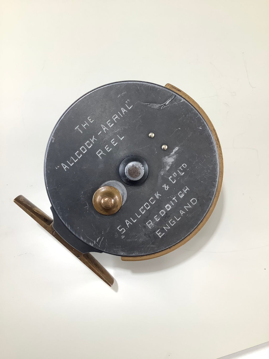 Rare Antique Block Engraved ALLCOCK Co Aerial Centrepin