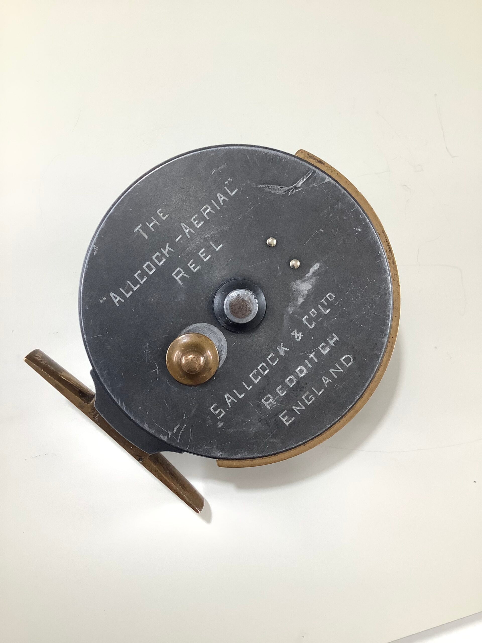 Rare Antique Block Engraved ALLCOCK Co Aerial Centrepin