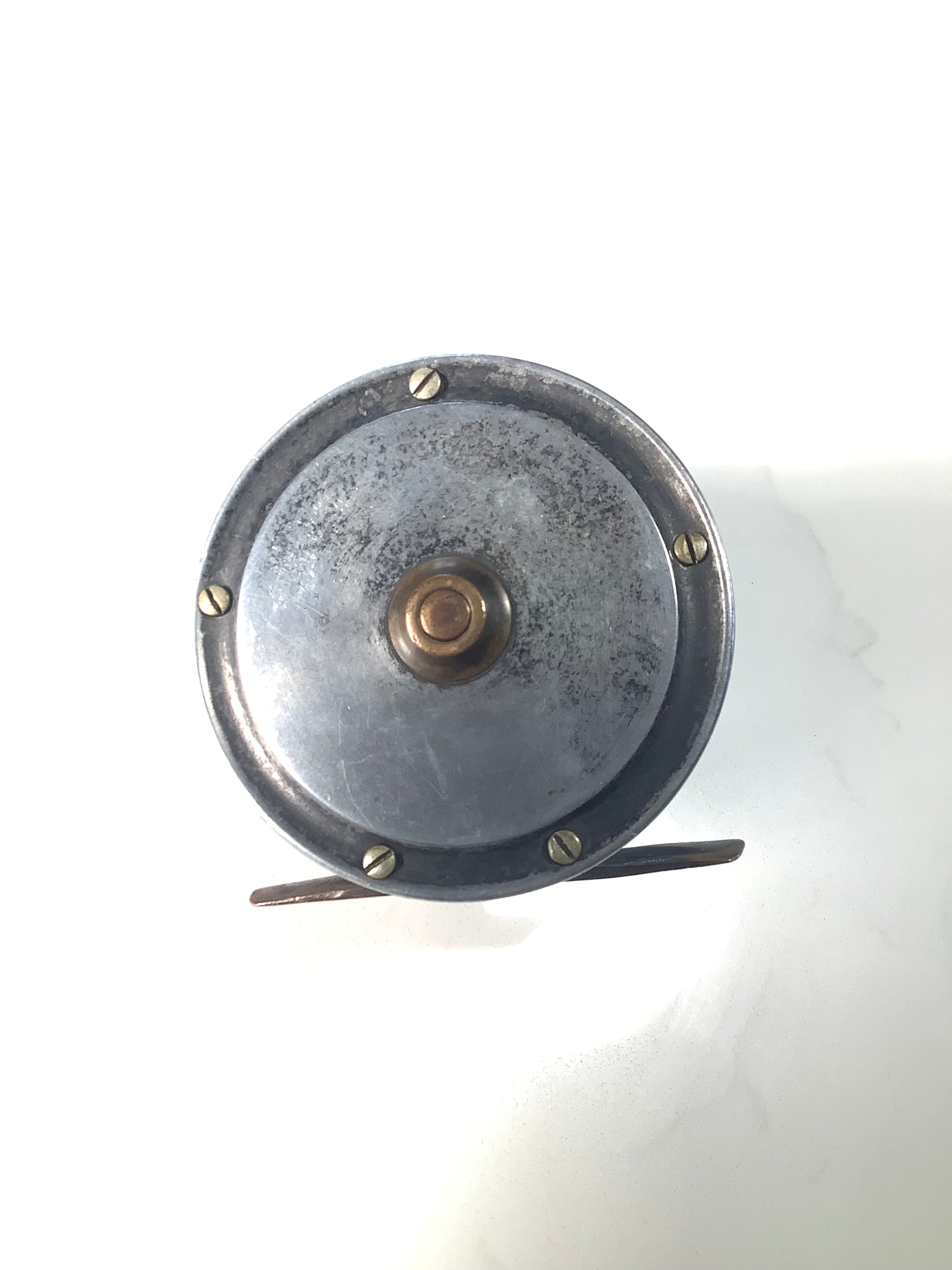 Antique Allcock Co Brass faced Rare smallest 2 1/2” Size Fly Reel