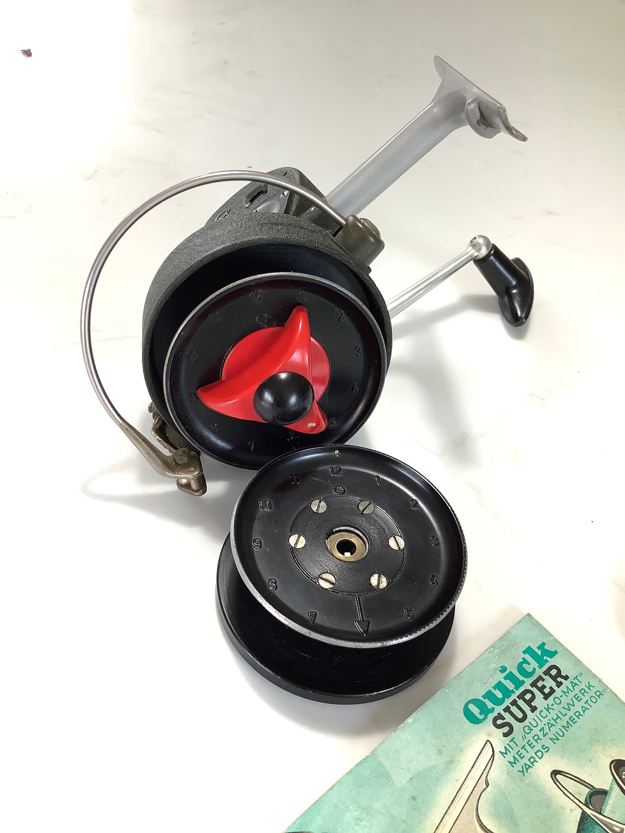 Rare Antique DAM Quick SUPER Fixed spool reel with Spare Spool and Booklet