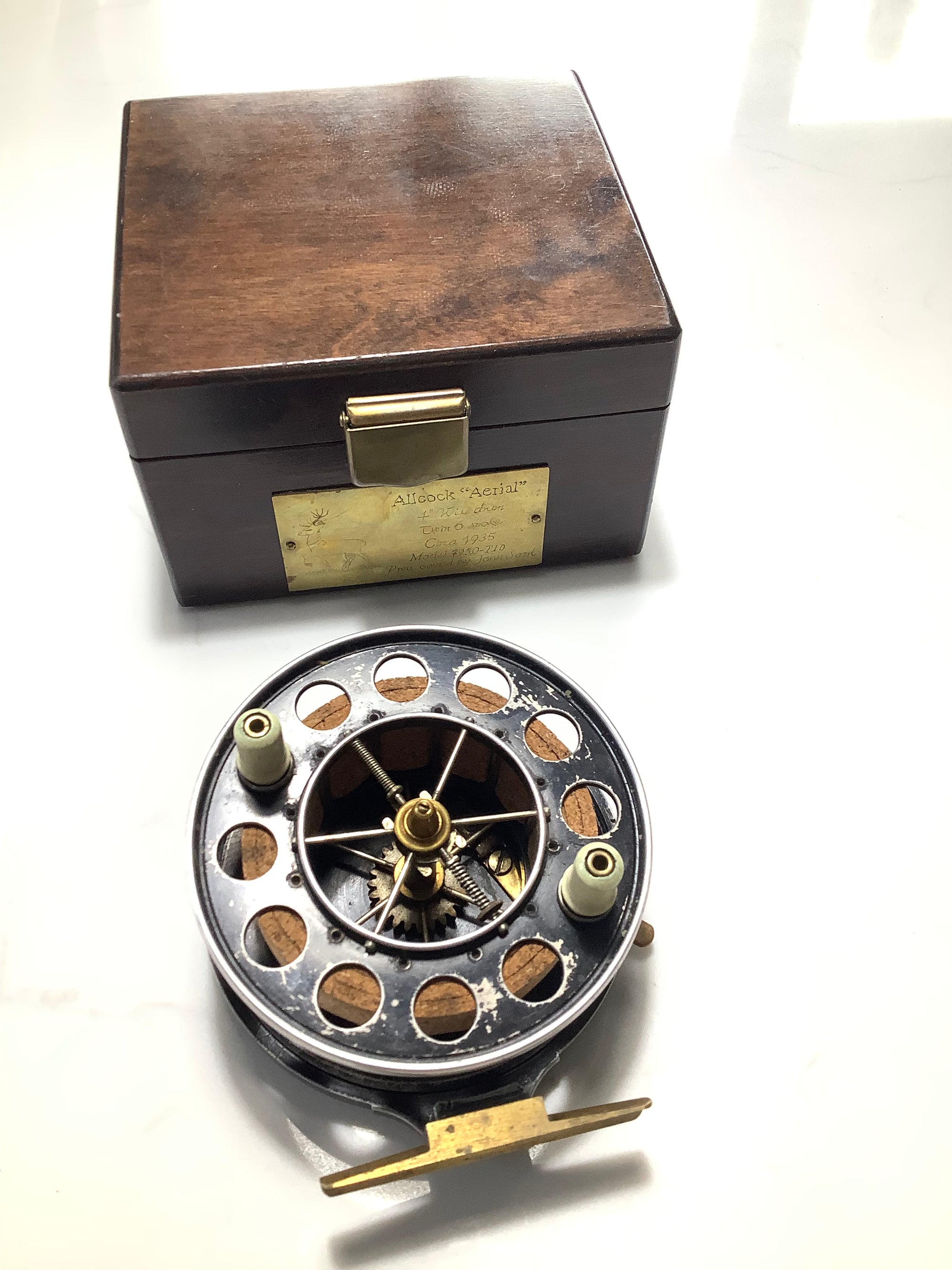 Previously owned by John Searl, vintage Allcock Lever Check Aerial with Presentation Box