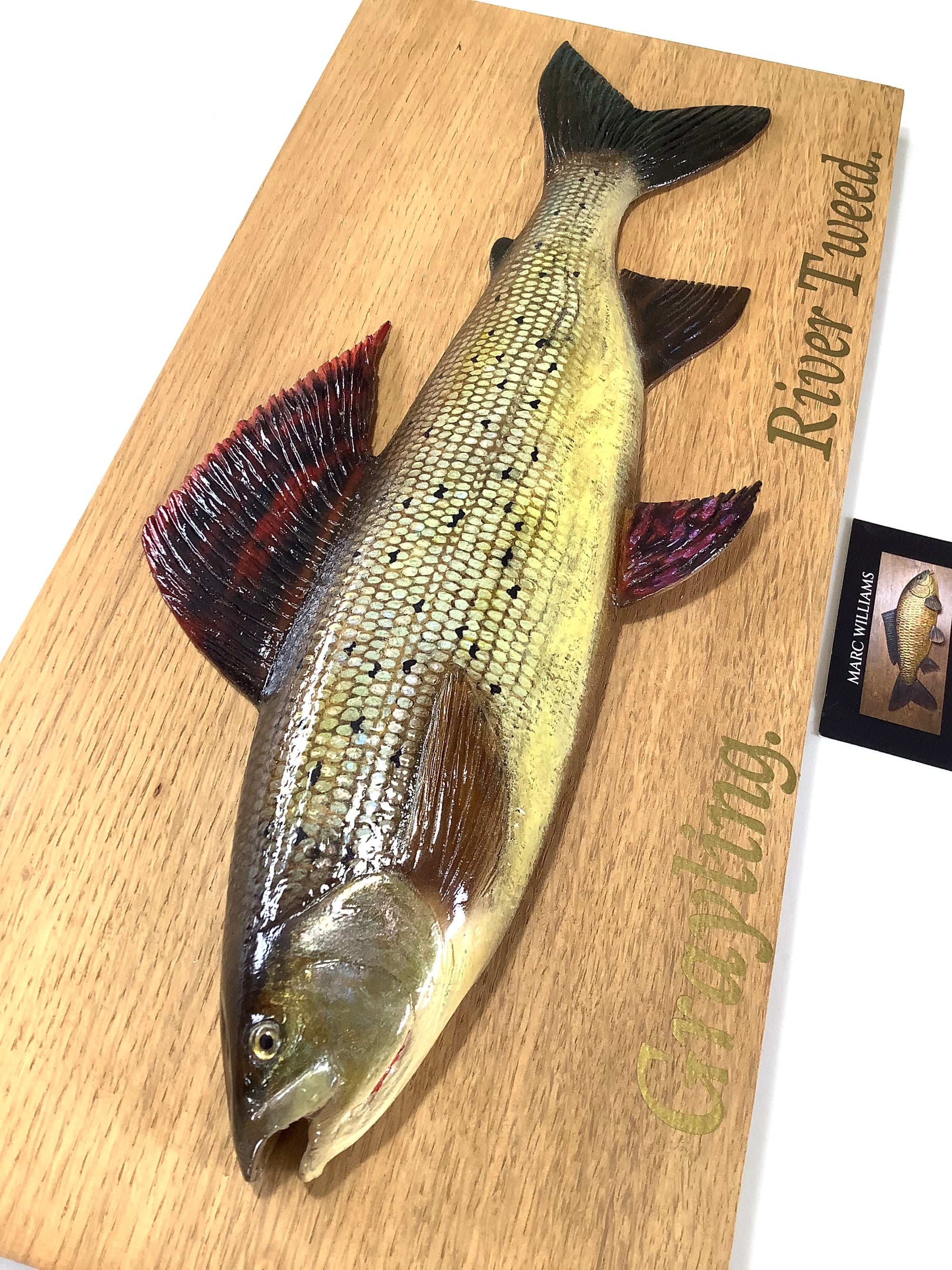 Beautiful Wood Carved Hand Painted GRAYLING By Leading Artist Marc Williams