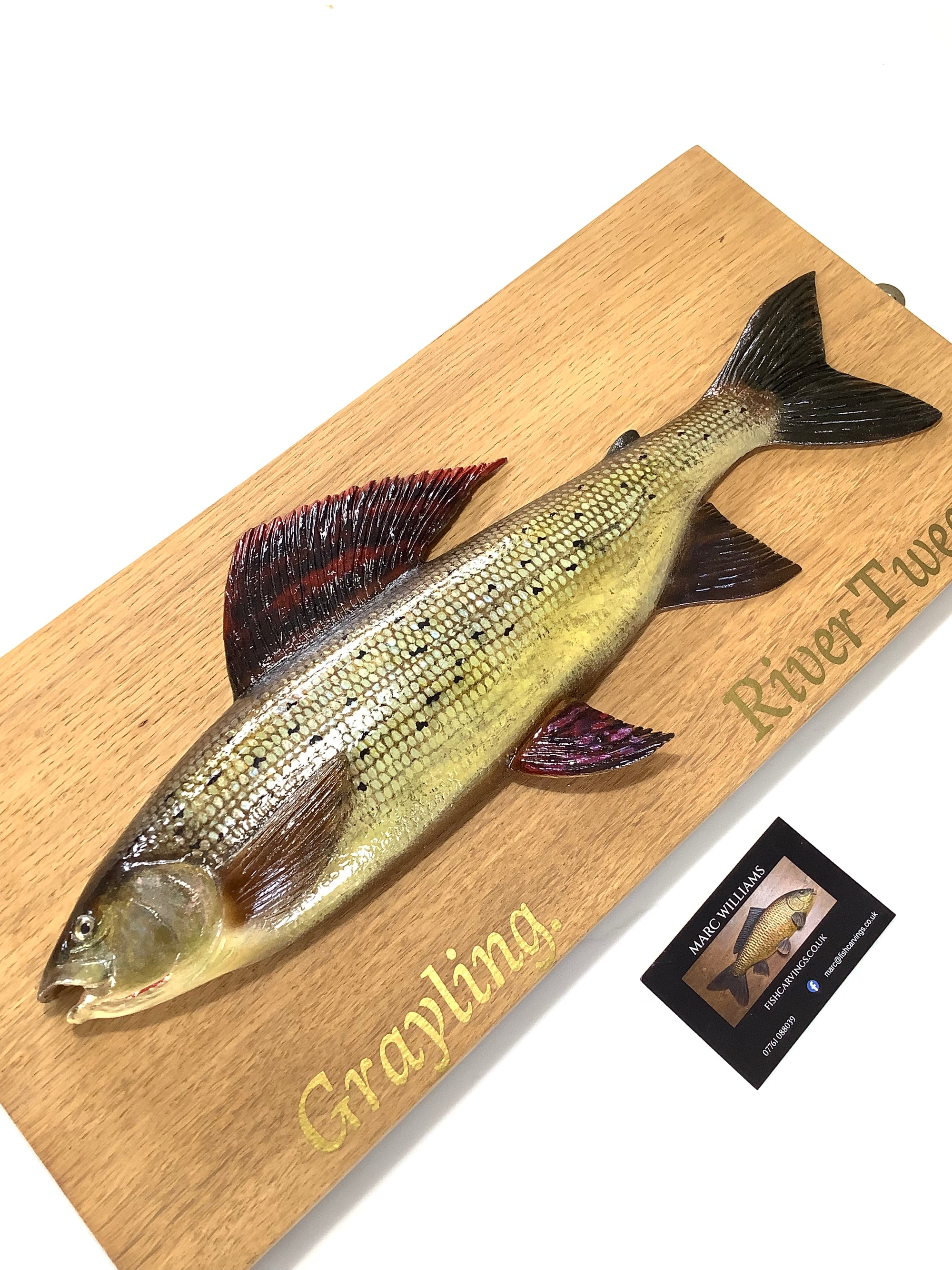 Beautiful Wood Carved Hand Painted GRAYLING By Leading Artist Marc Williams