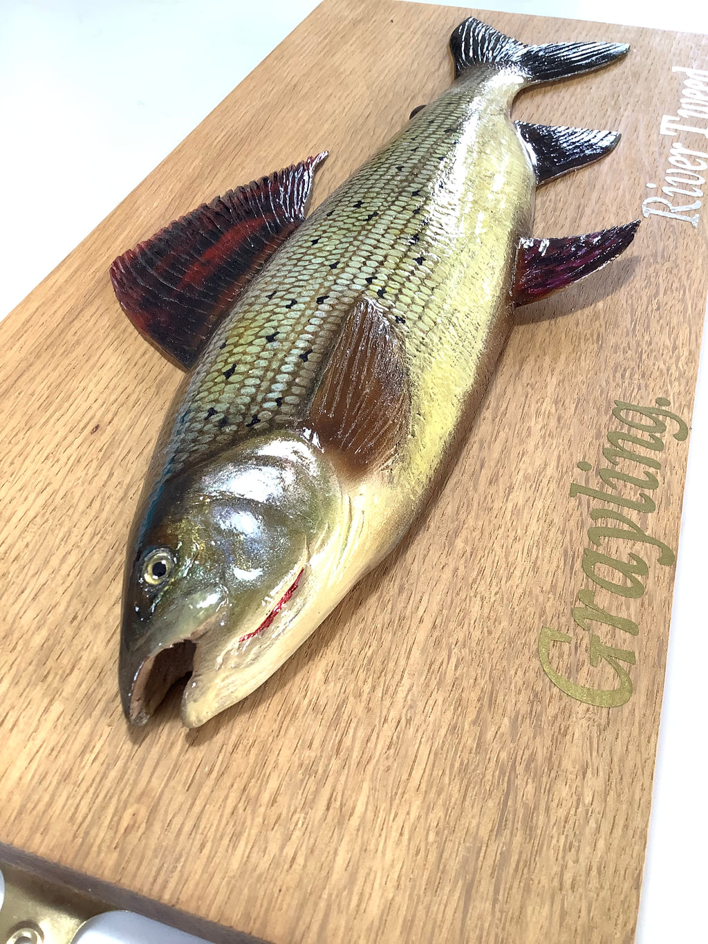 Beautiful Wood Carved Hand Painted GRAYLING By Leading Artist Marc Williams