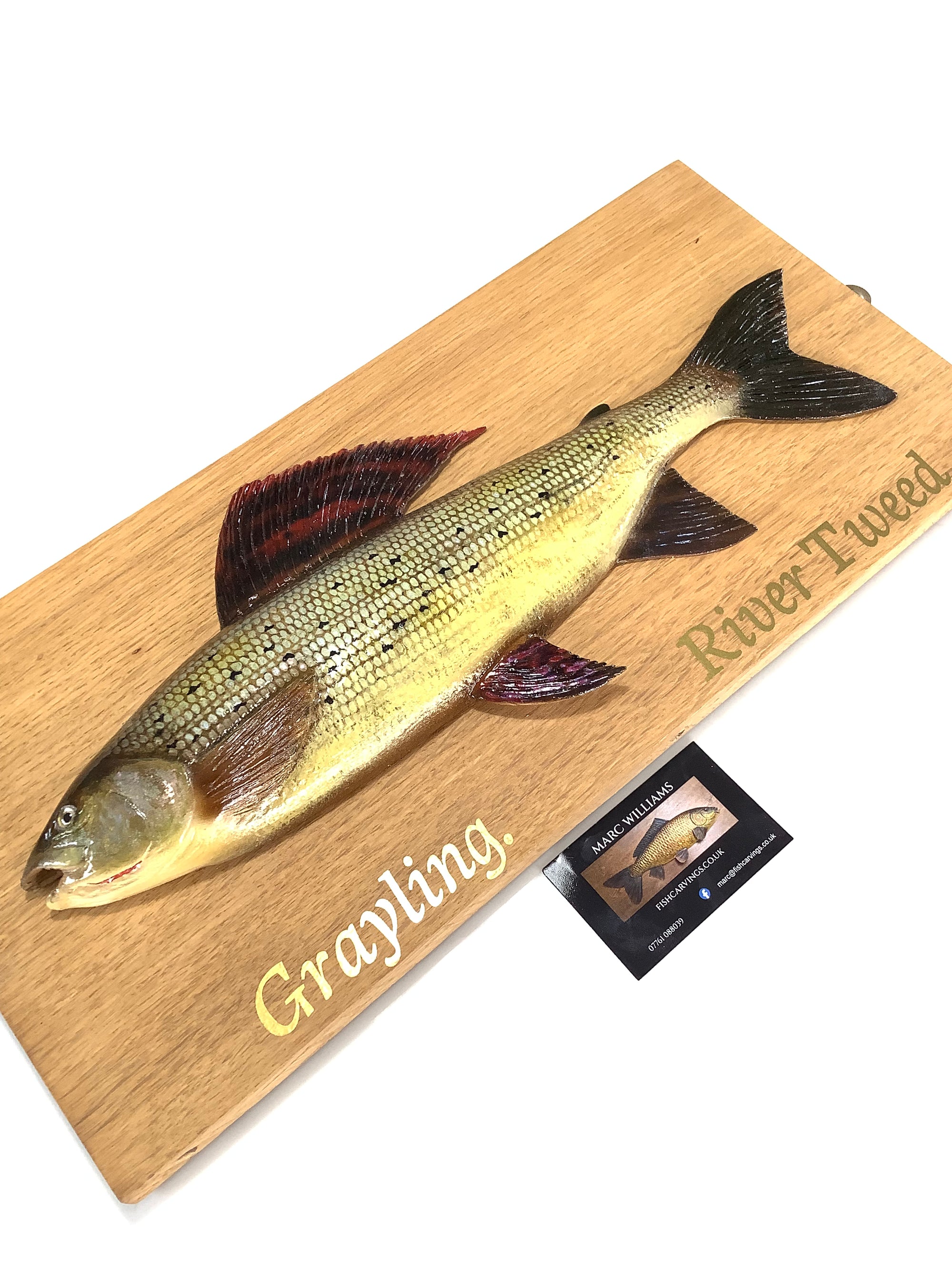 Beautiful Wood Carved Hand Painted GRAYLING By Leading Artist Marc Williams