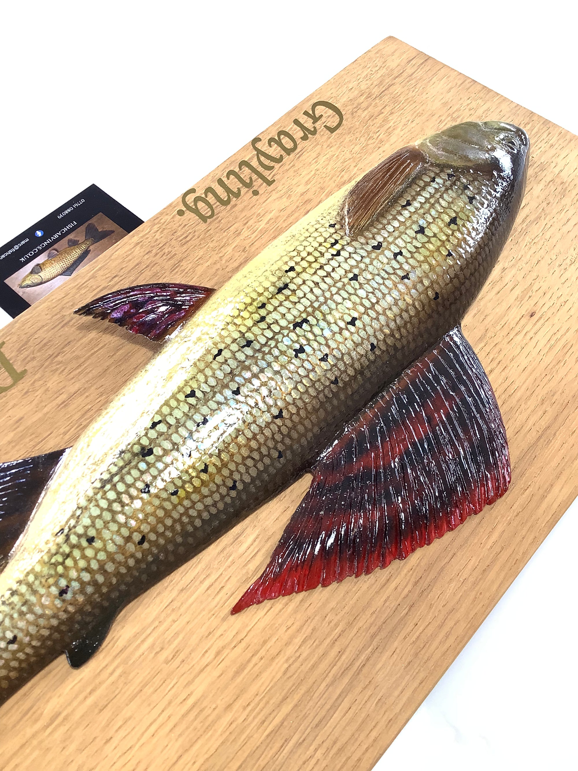 Beautiful Wood Carved Hand Painted GRAYLING By Leading Artist Marc Williams