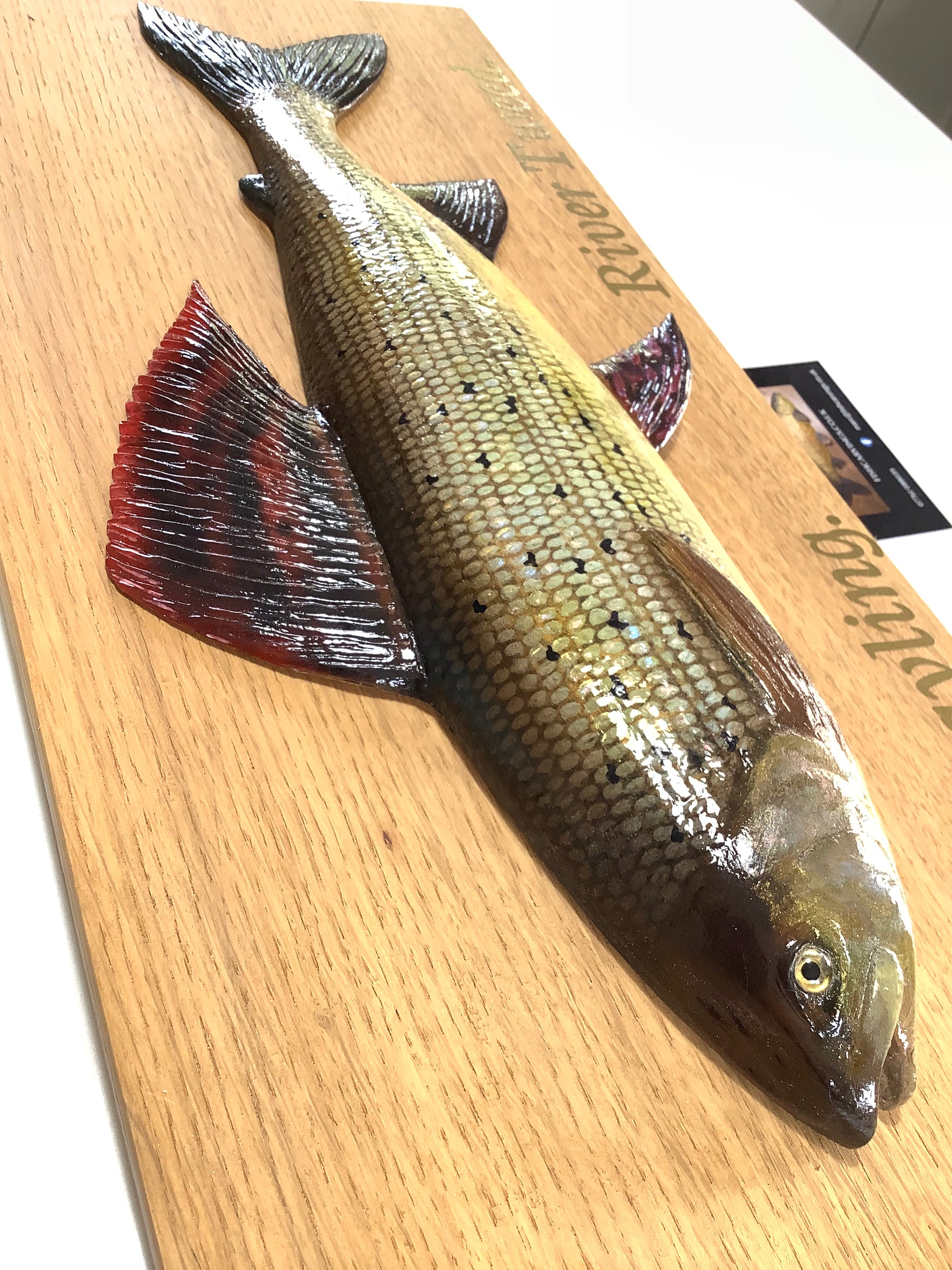 Beautiful Wood Carved Hand Painted GRAYLING By Leading Artist Marc Williams