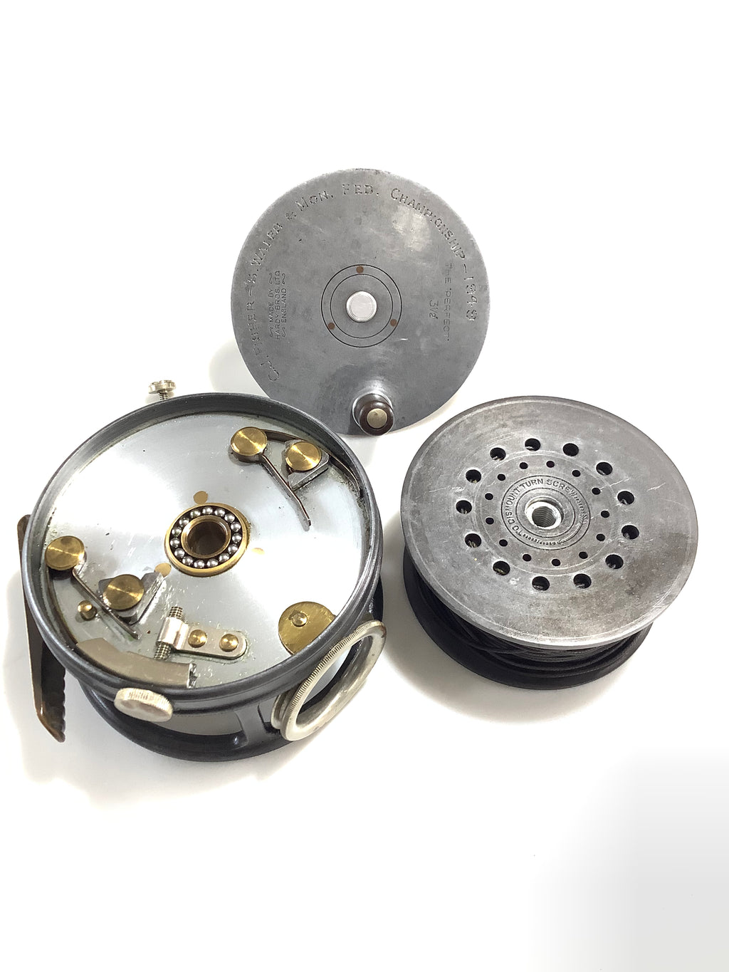 Antique Historical Presentation HARDY Bros RARE LEFT WIND Perfect Fly Reel with LG