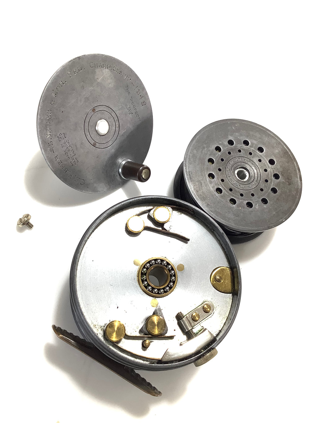 Antique Historical Presentation HARDY Bros RARE LEFT WIND Perfect Fly Reel with LG