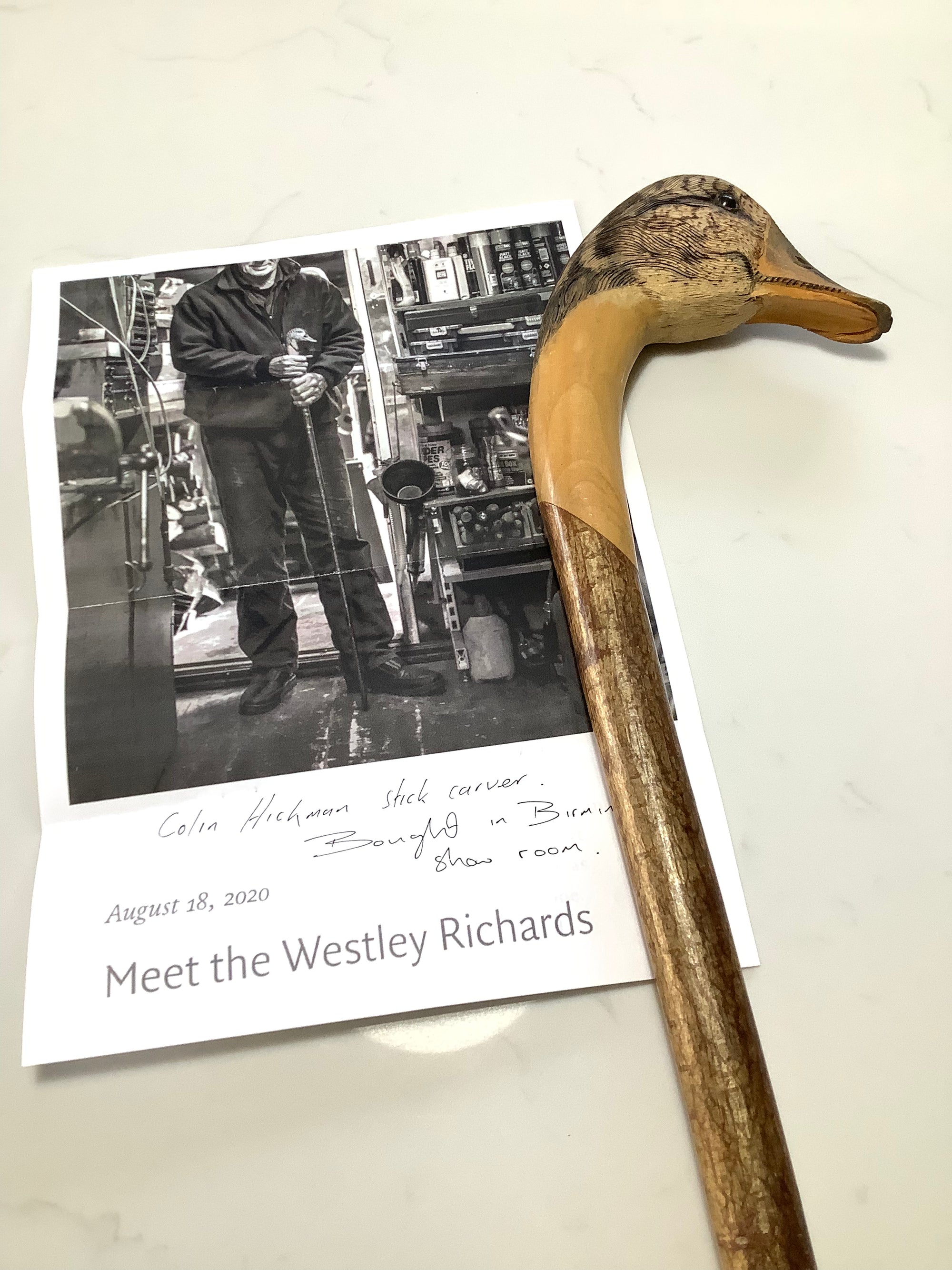 Westley Richards Hand Carved Duck Walking Stick By Master Carver