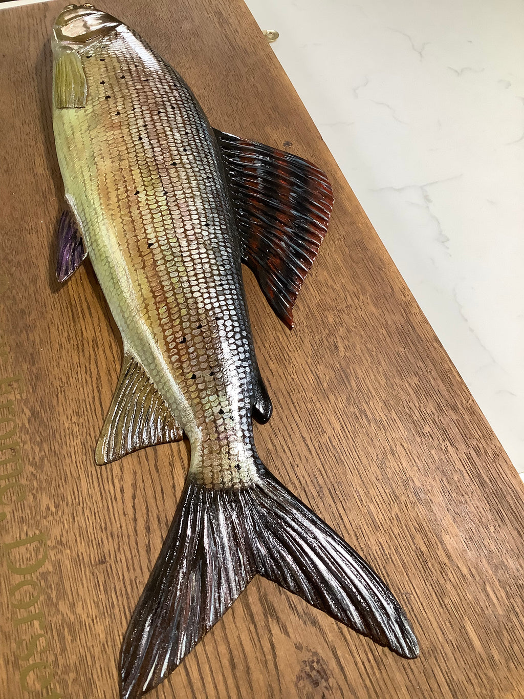 A Hand Carved & Painted RIVER FROME 4lb 4oz GRAYLING By Master Wood Carver/Artist MARC WILLIAMS