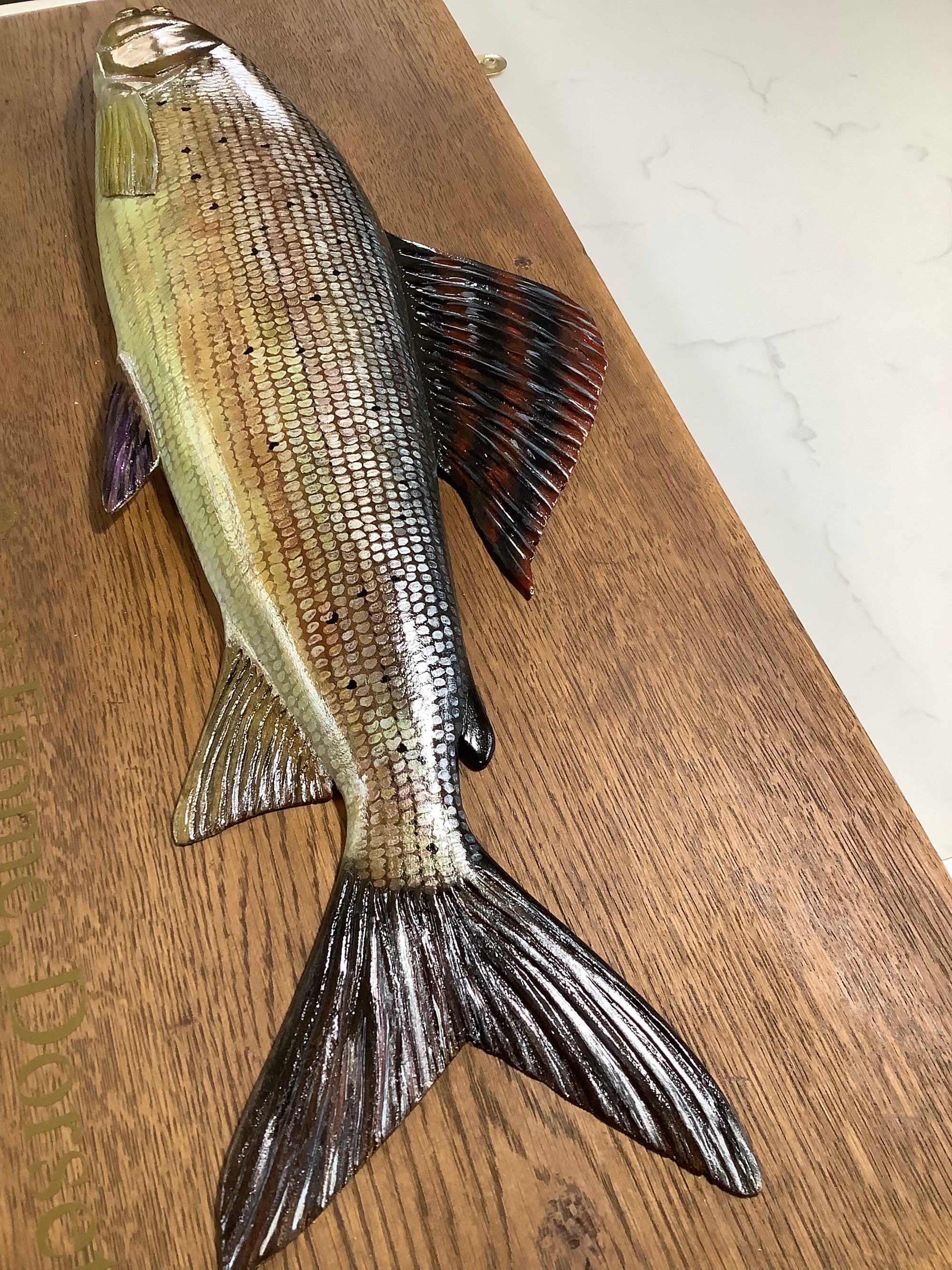A Hand Carved & Painted RIVER FROME 4lb 4oz GRAYLING By Master Wood Carver/Artist MARC WILLIAMS