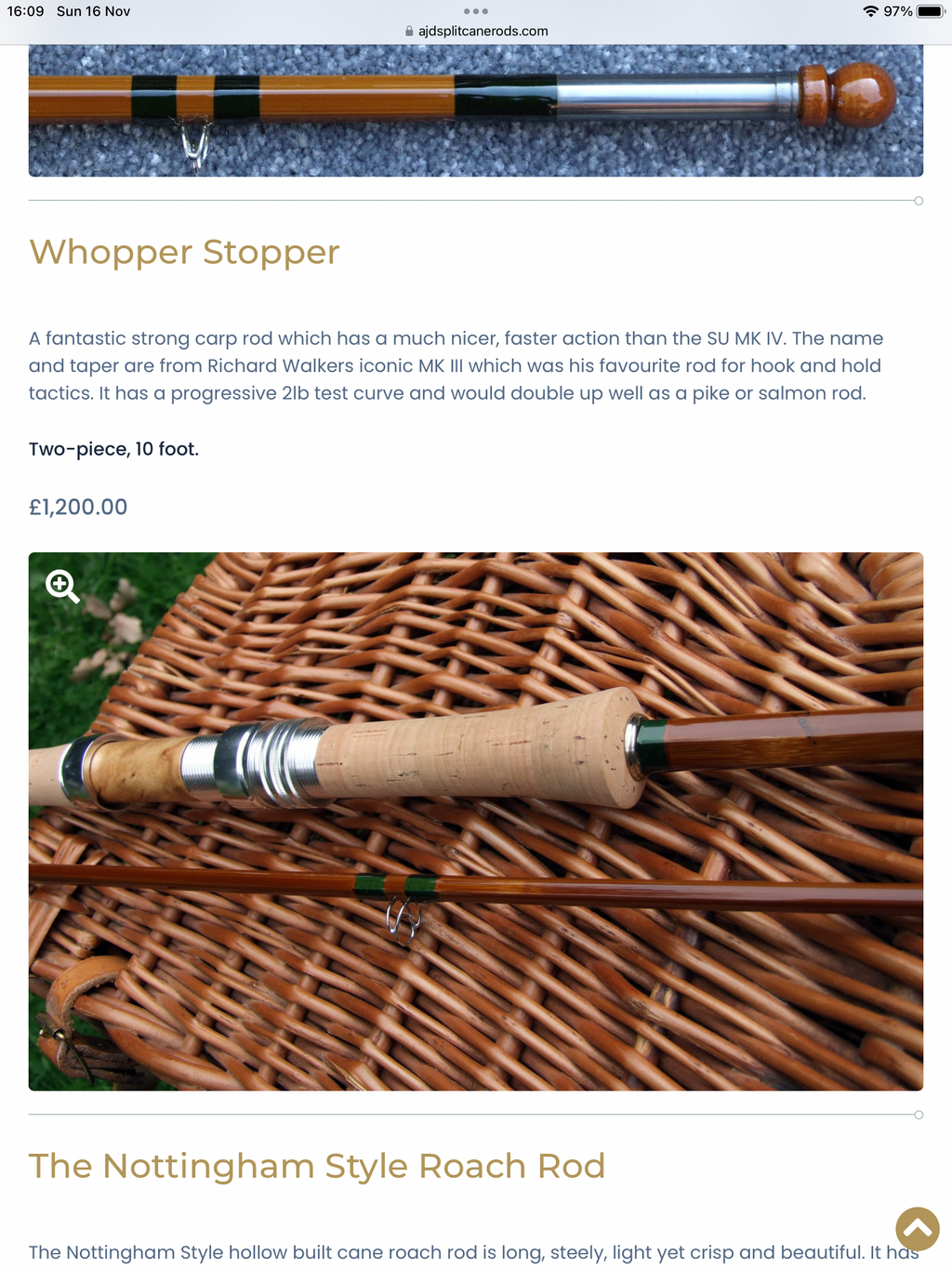 A.J.DAVIS Built Cane “ WHOPPER STOPPER” Carp Rod Deluxe one off Rod, SUPERB