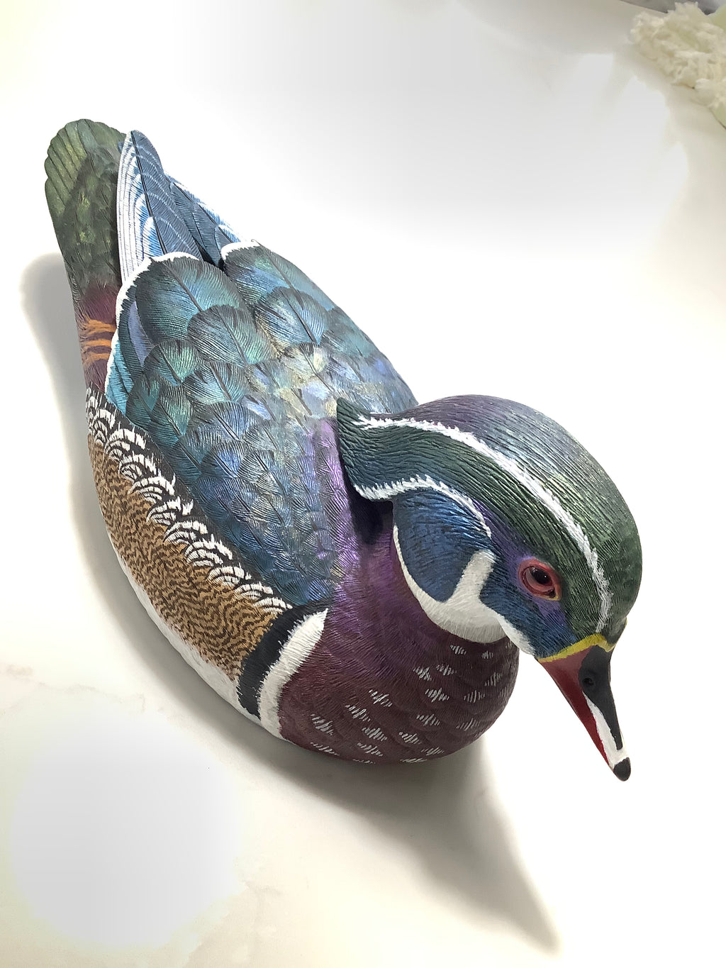 Hand Carved Painted WOOD DUCK By Master Carver Colin Clark BDWCA Award Winner