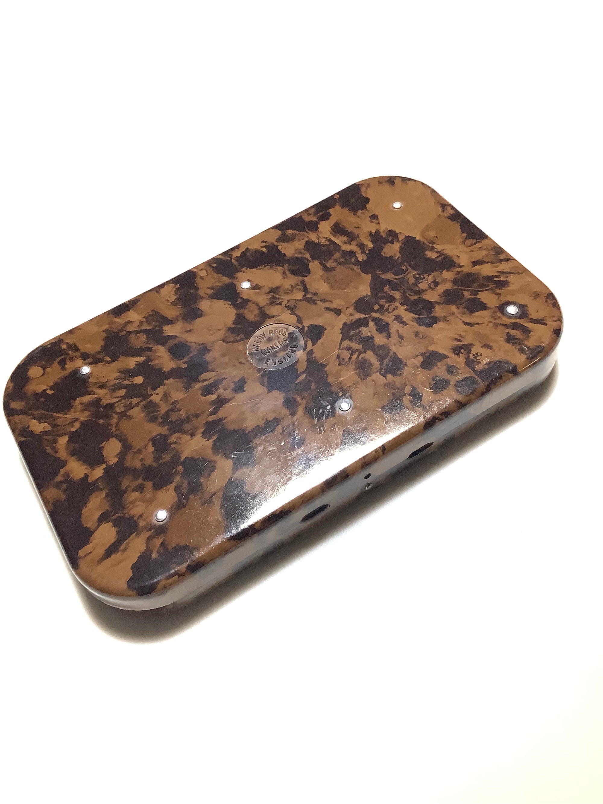 Antique Hardy Bros NERODA CLIP Fly Box fully loaded with good traditional flies