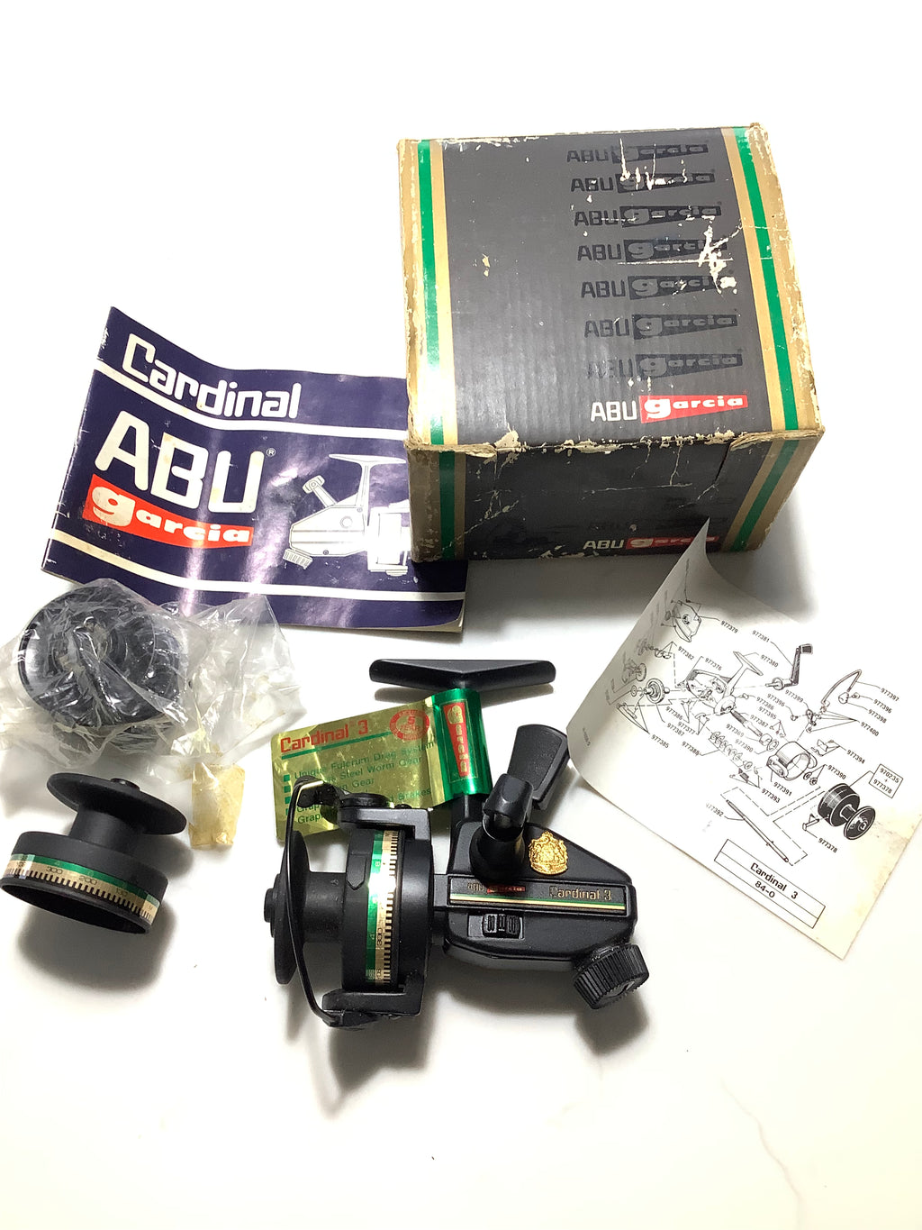 Vintage Boxed ABU Garcia GreenLine CARDINAL 3 Reel UNUSED