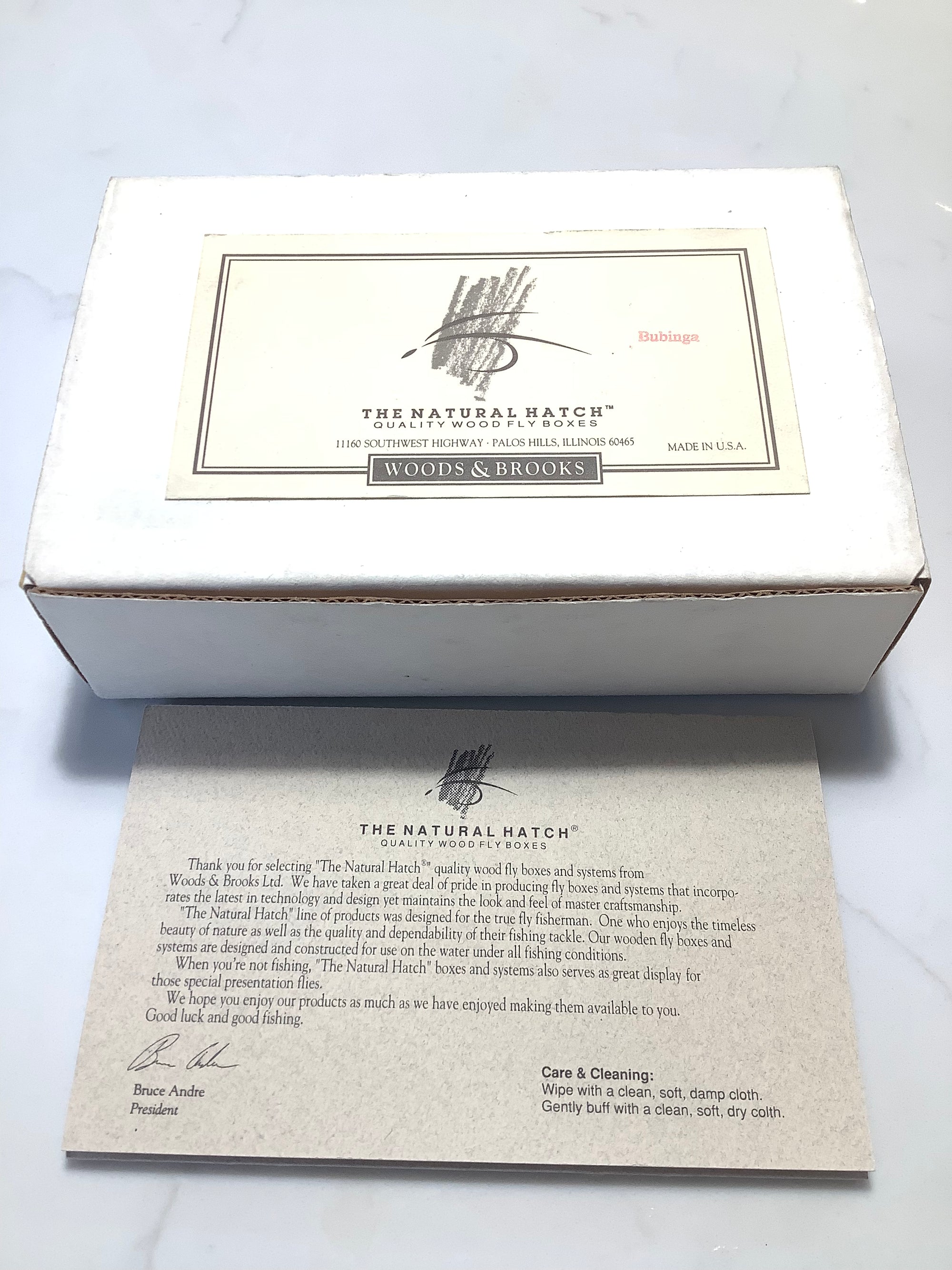 Rare Prestige THE NATURAL HATCH Best Quality BUBINGA Wood Fly Box NEW unused by WOODS & BROOKS Master Craftsman