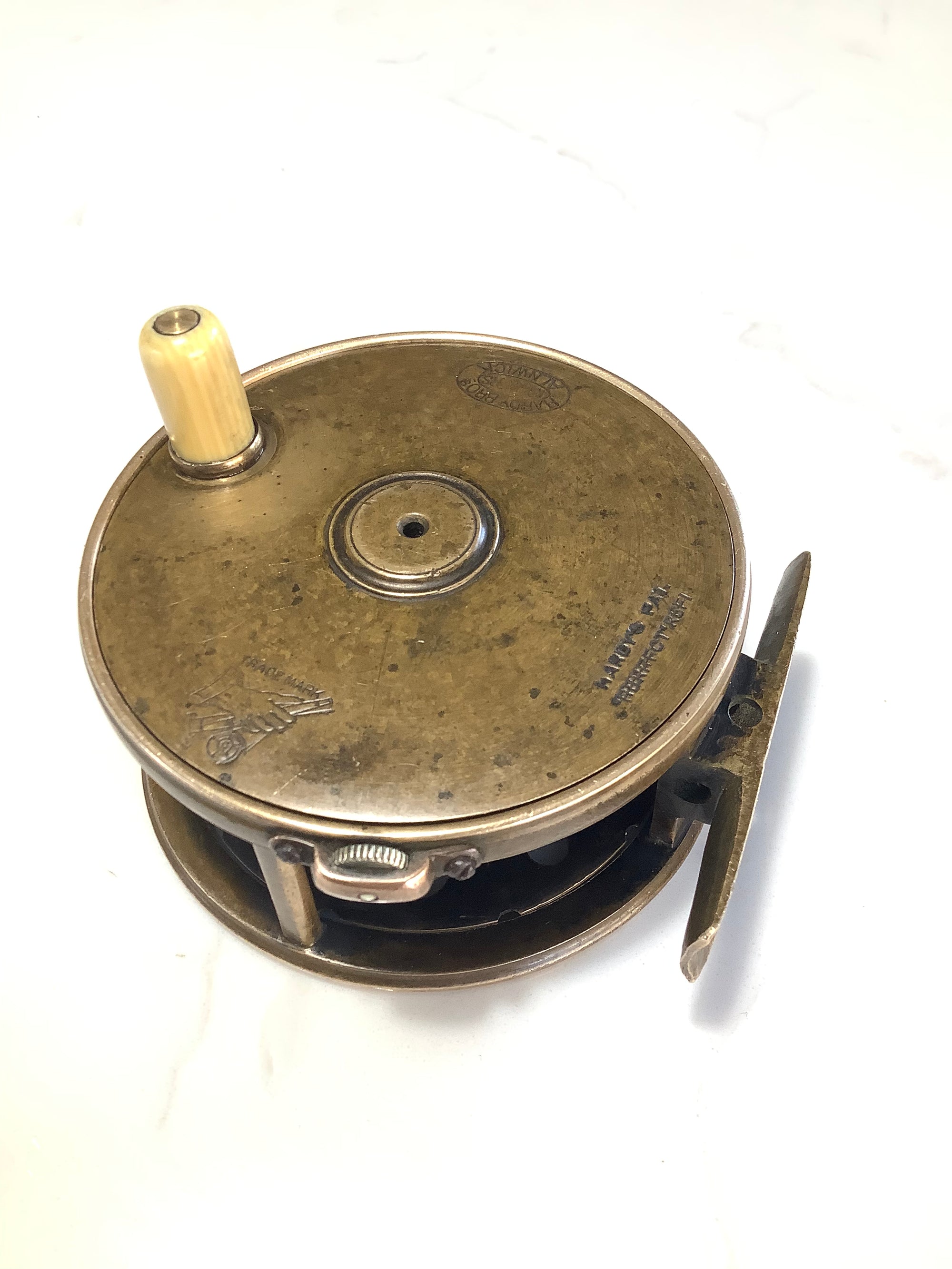 ANTIQUE 1896 HARDY BROS 3 1/4” Brass Perfect Fly Reel The Rare 3 1/4” Size