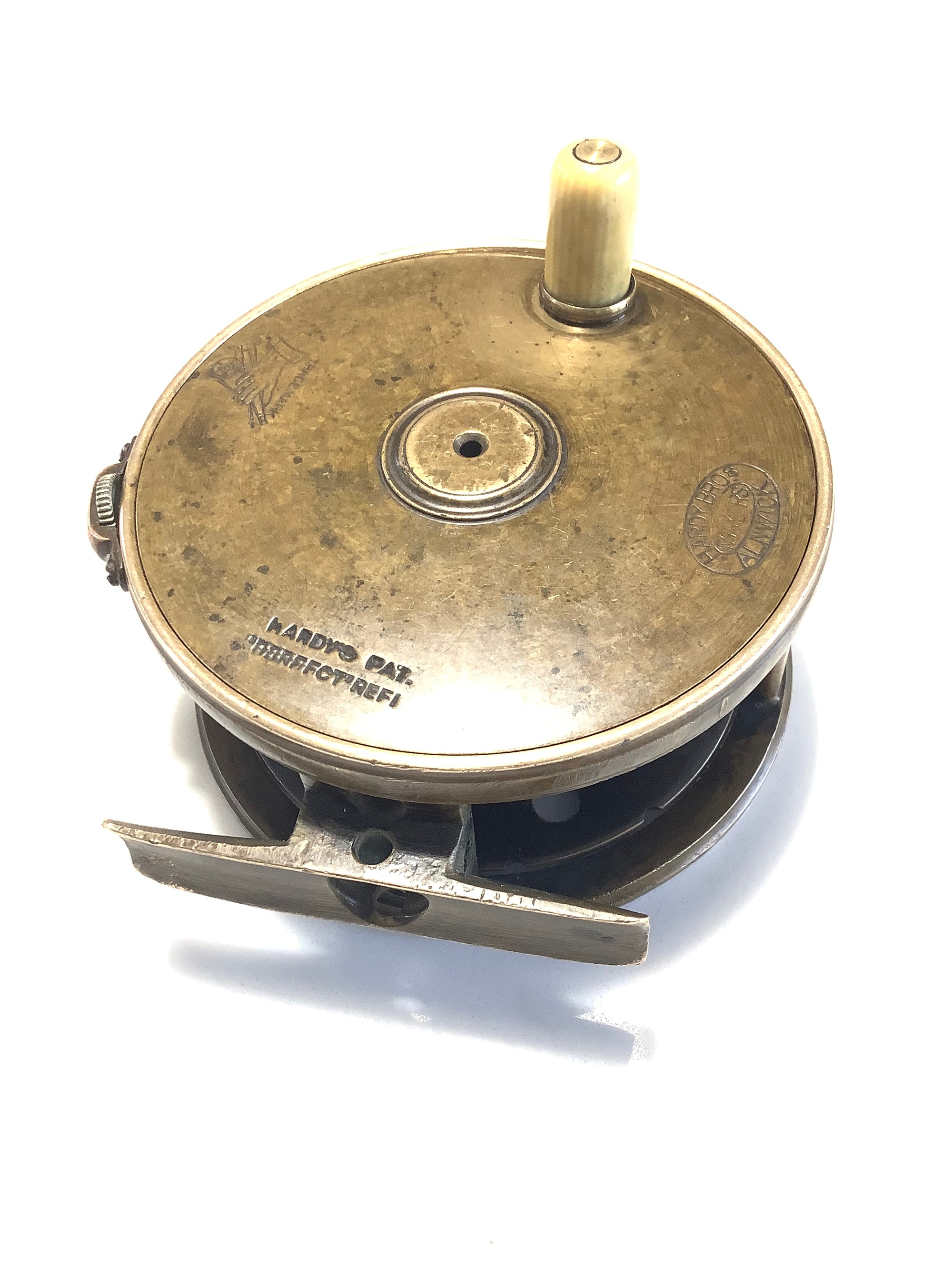 ANTIQUE 1896 HARDY BROS 3 1/4” Brass Perfect Fly Reel The Rare 3 1/4” Size