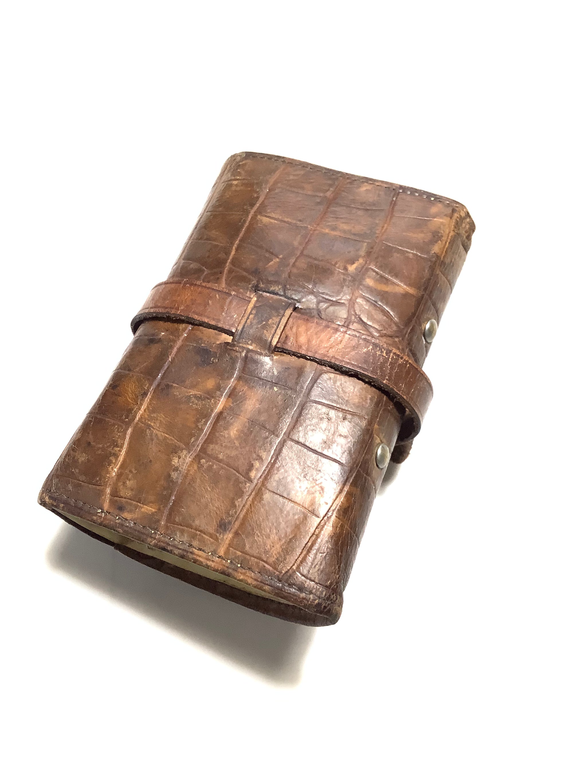 Antique Circa 1880 Crocodile Calf Trout Fly Wallet