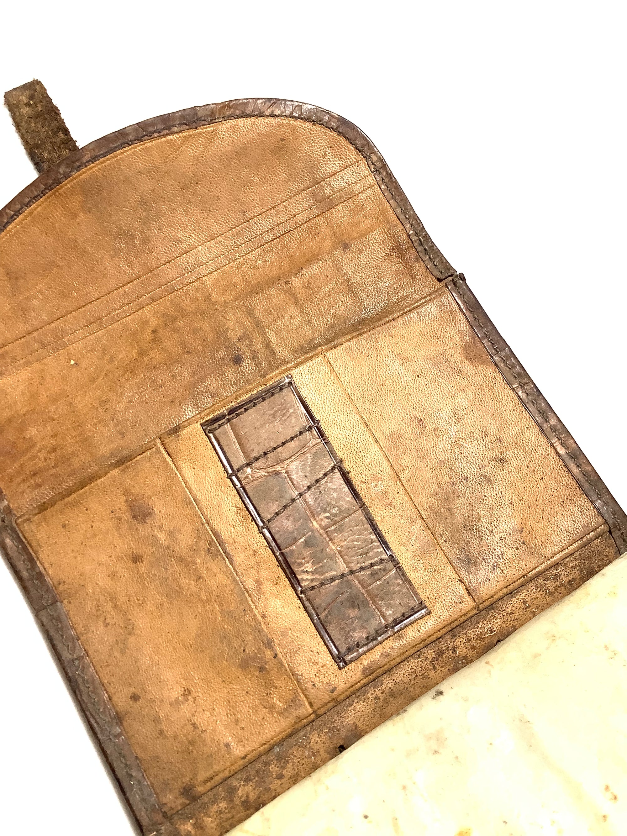 Antique Circa 1880 Crocodile Calf Trout Fly Wallet