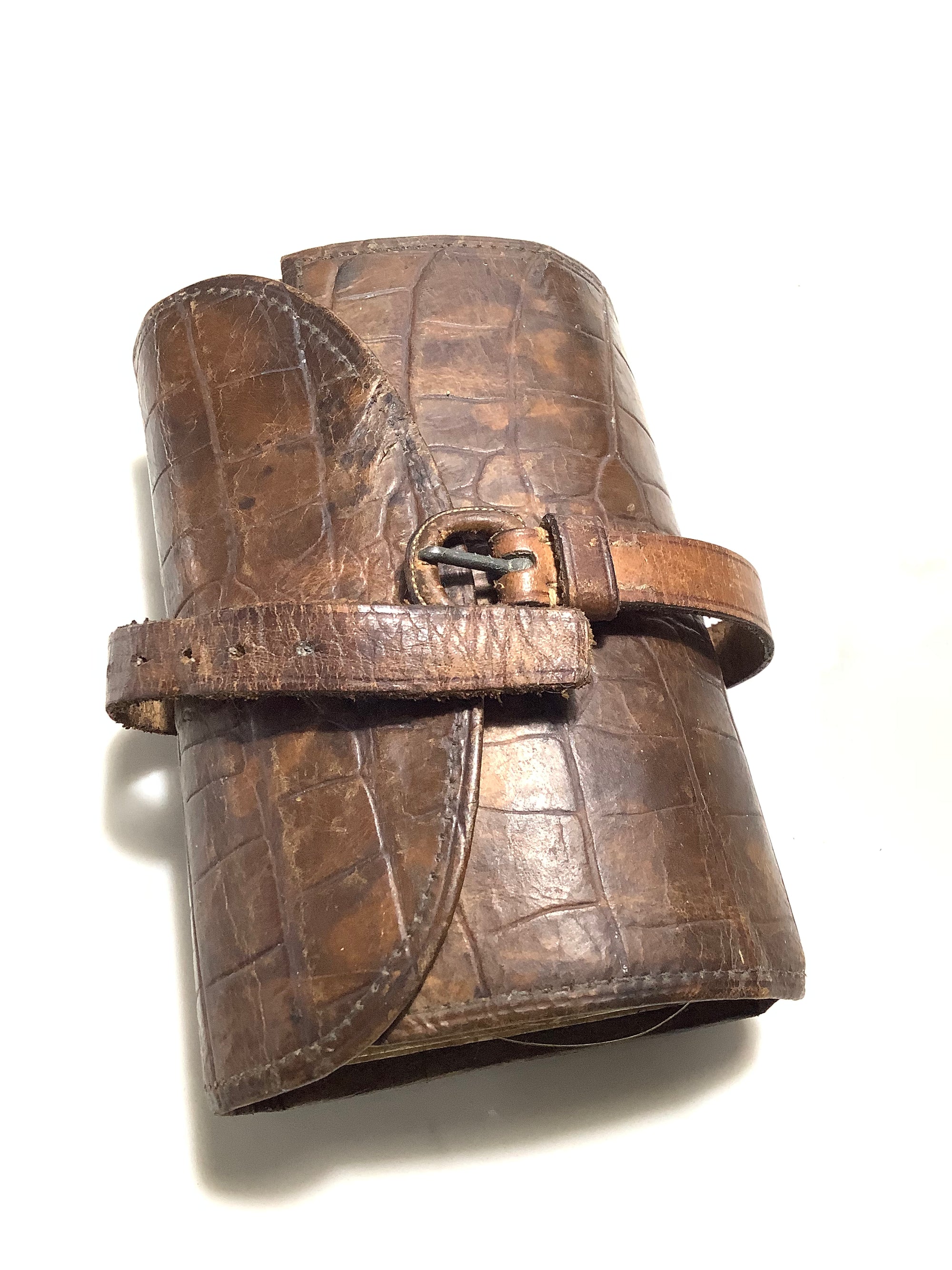 Antique Circa 1880 Crocodile Calf Trout Fly Wallet