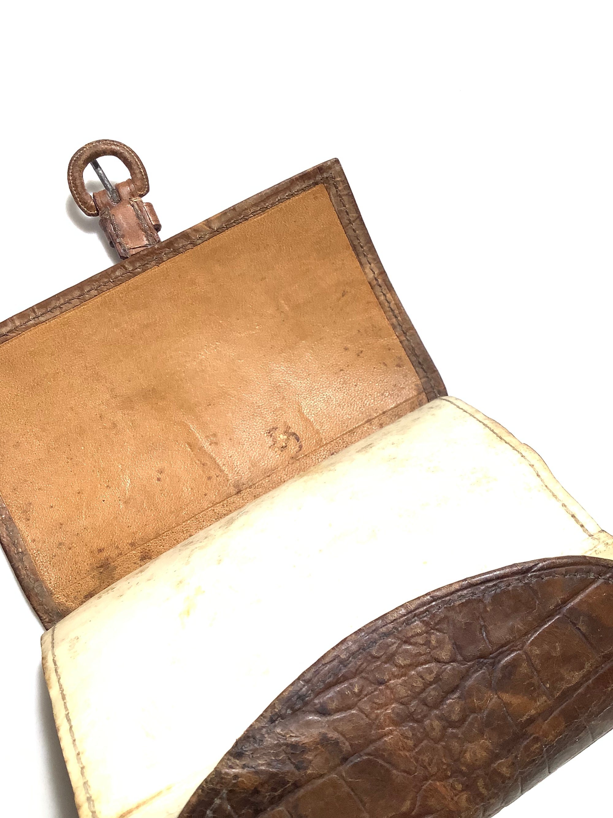 Antique Circa 1880 Crocodile Calf Trout Fly Wallet
