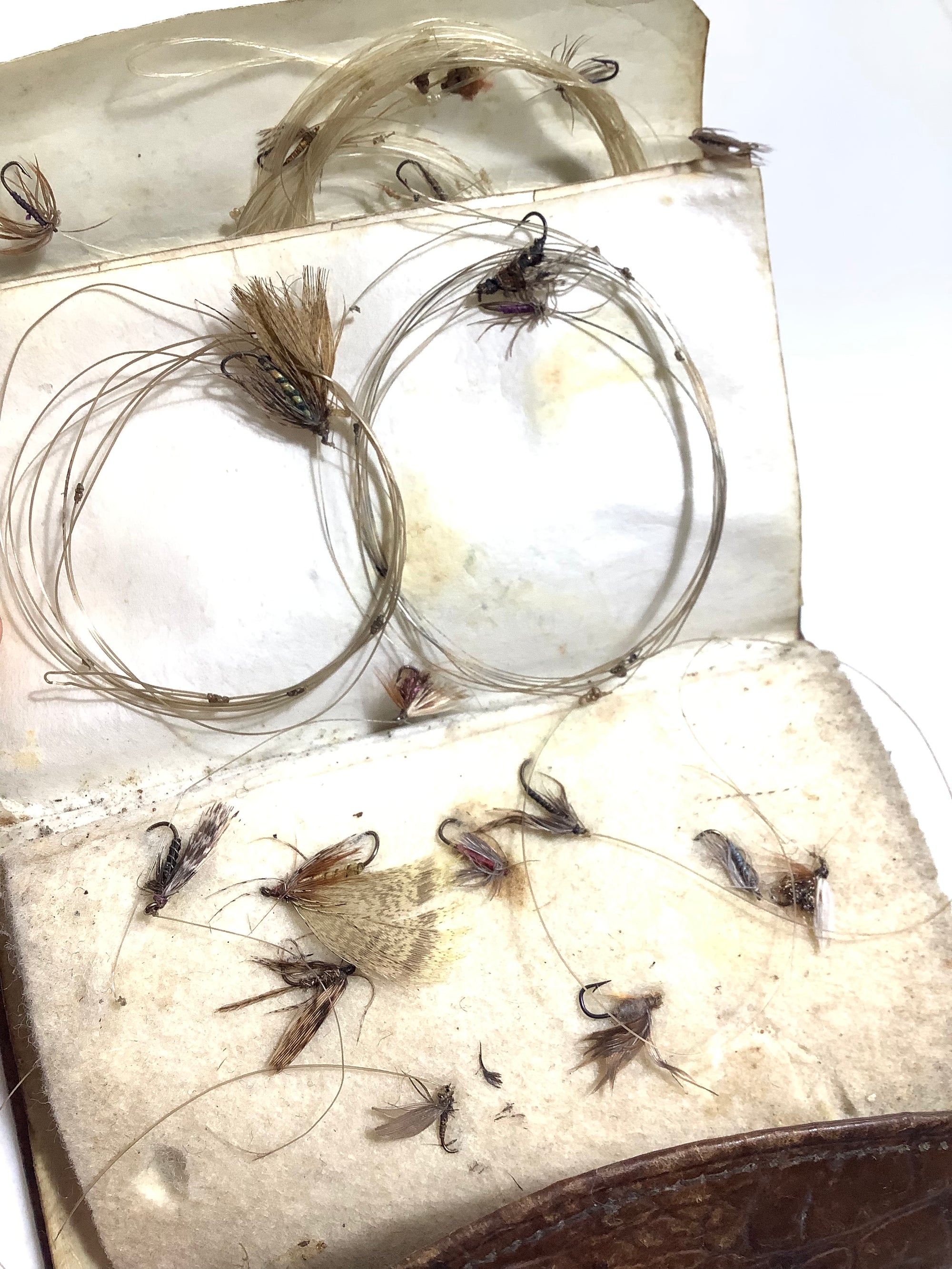 Antique Circa 1880 Crocodile Calf Trout Fly Wallet