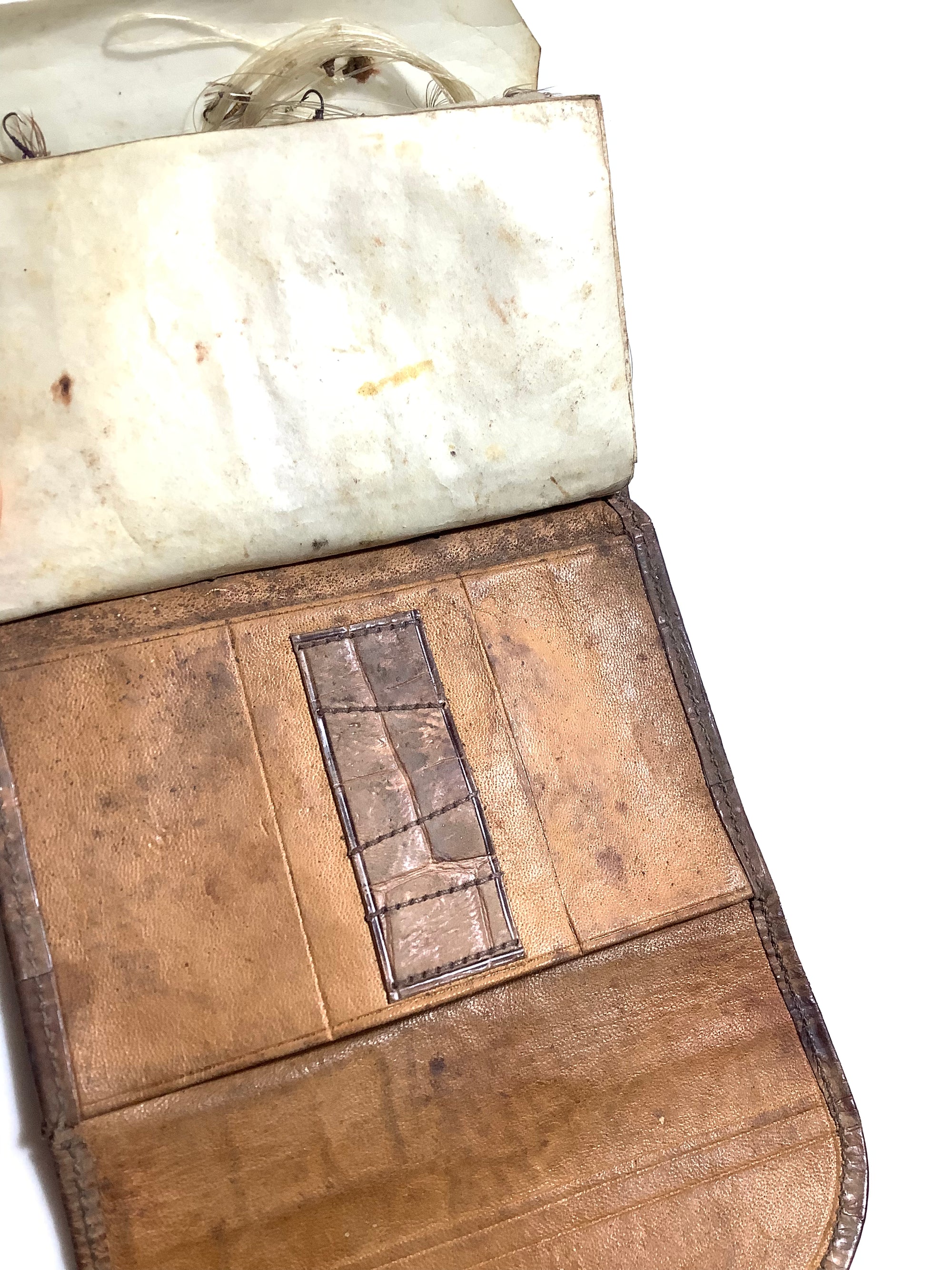 Antique Circa 1880 Crocodile Calf Trout Fly Wallet