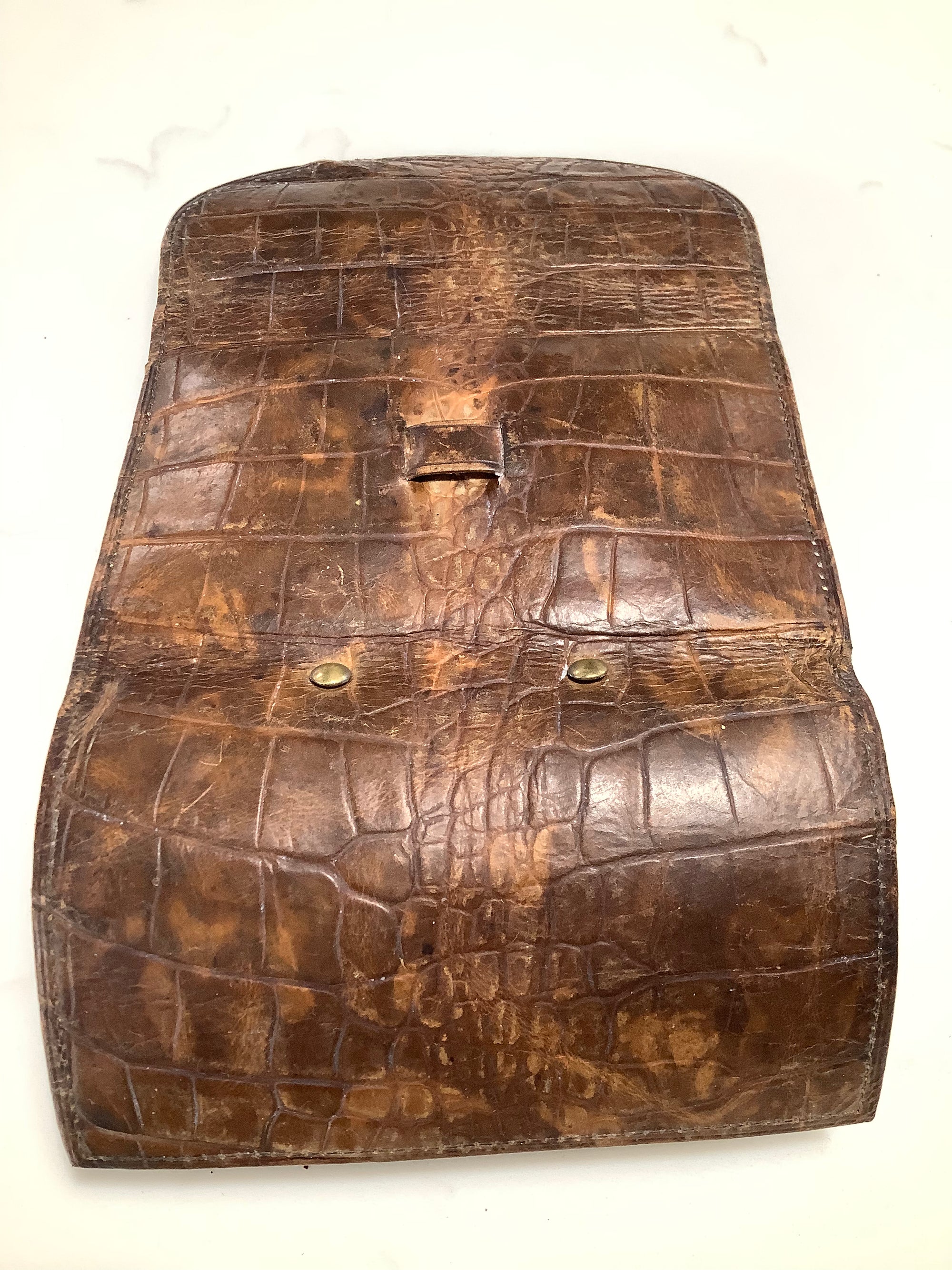 Antique Circa 1880 Crocodile Calf Trout Fly Wallet