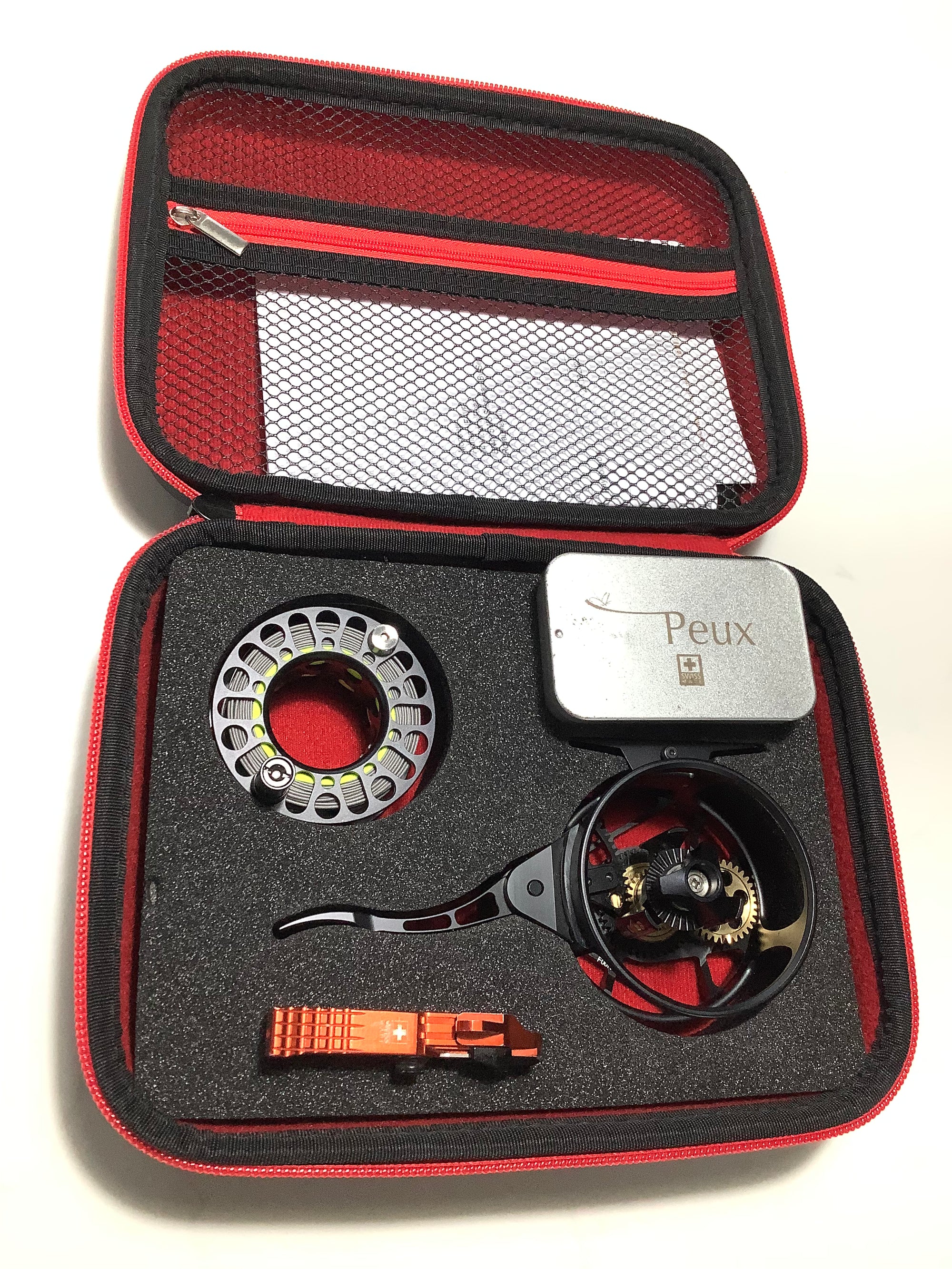 Swiss Finest Built PEUX 00 Fly Auto Line Retrieval Fishing Reel + Nipper Set
