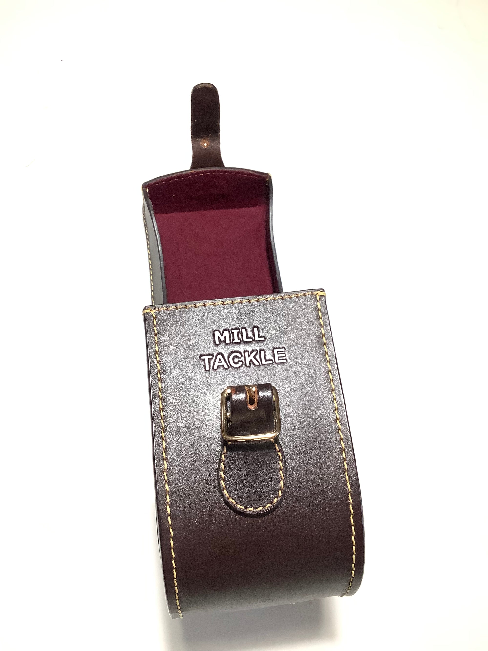 Rare Mill Tackle Company Block Leather Centrepin Case