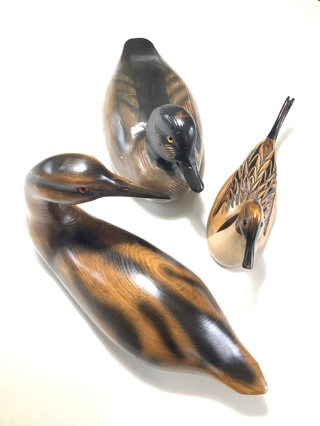 OBE GM ALLAN GLASBY Hand Carved Wood Crafted Ducks